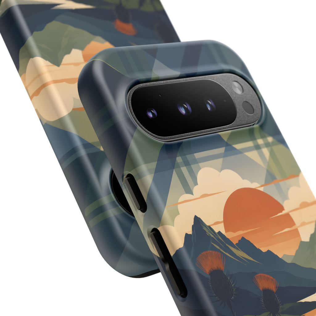 Highland Sunset Tartan Phone Case – Scottish Thistle Summer Festival Edition