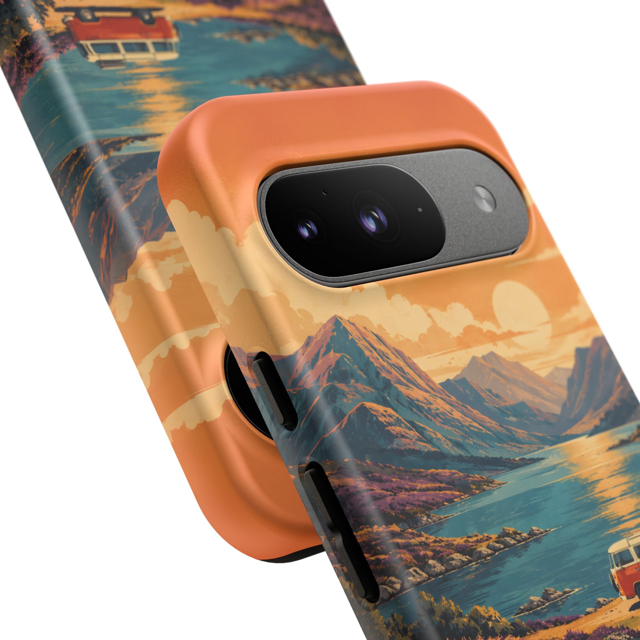 Highland Road Trip Phone Case – Scottish Loch Sunset & Heather Landscape