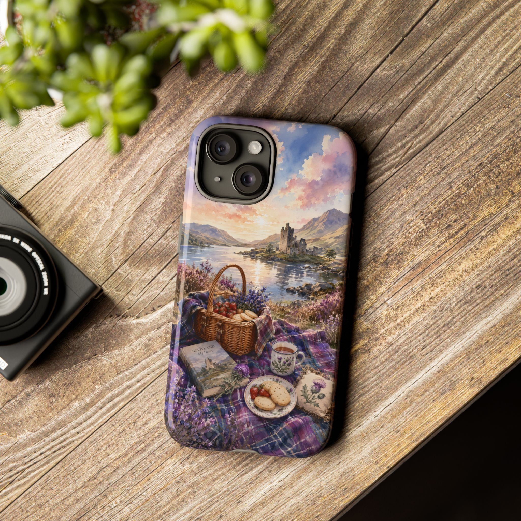 Highland Summer Picnic Phone Case – Scottish Castle & Thistle Art