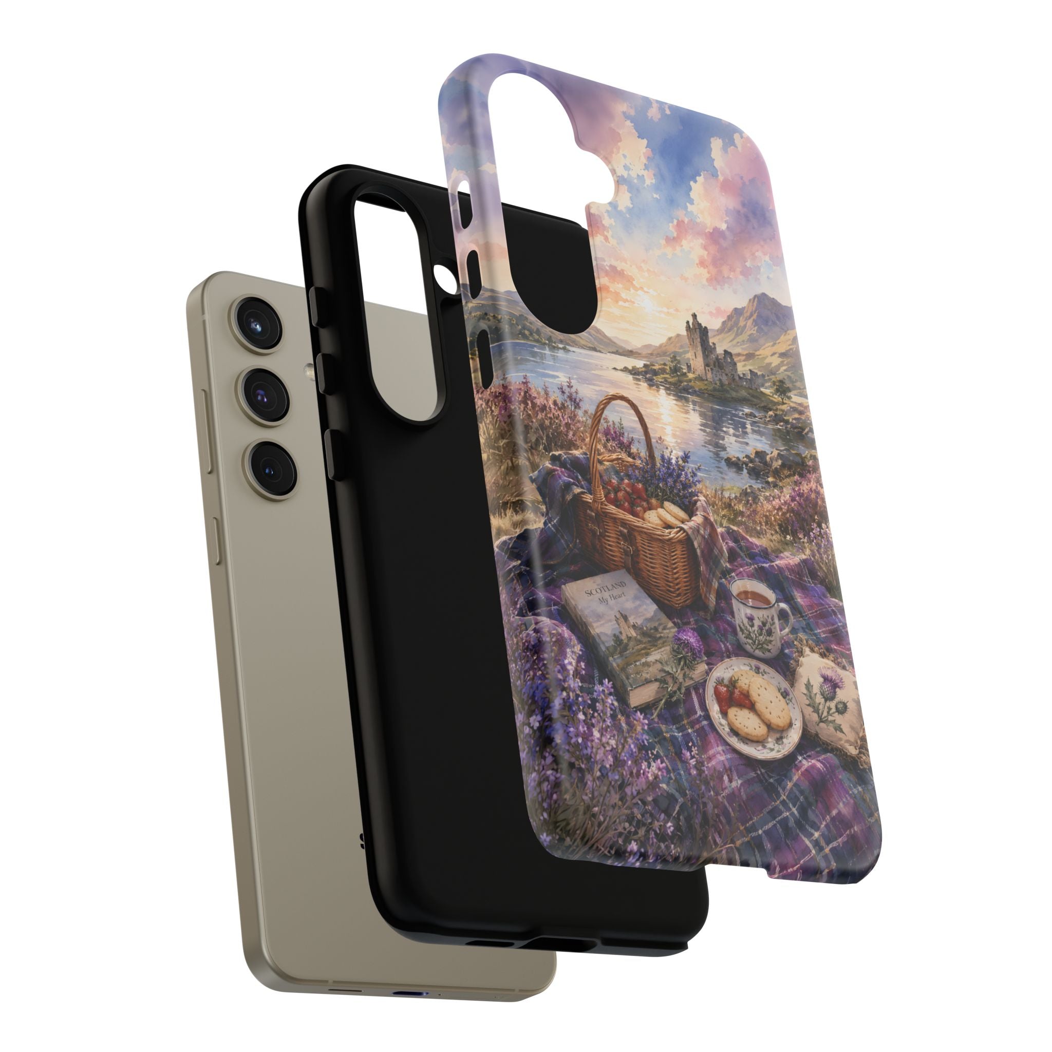 Highland Summer Picnic Phone Case – Scottish Castle & Thistle Art