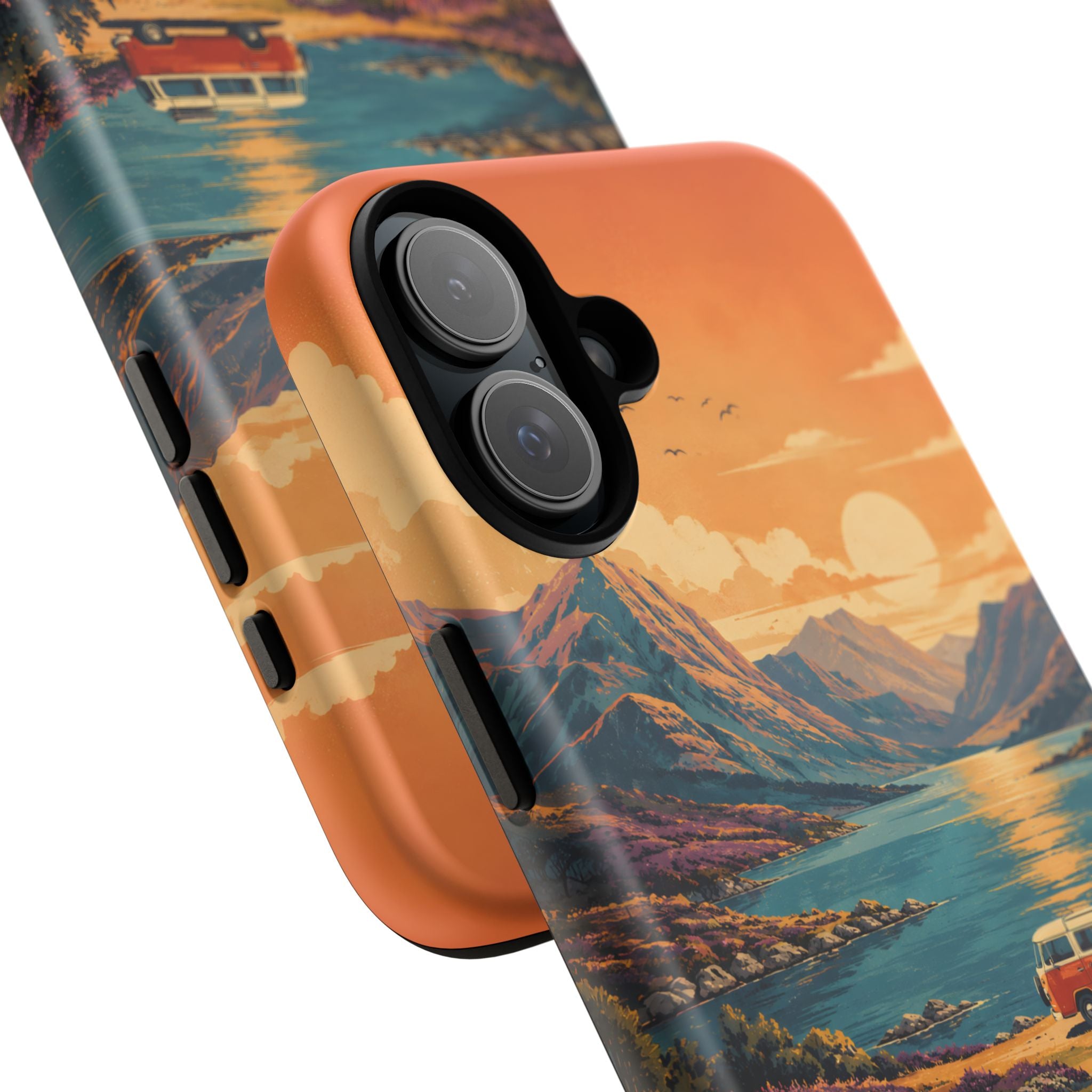 Highland Road Trip Phone Case – Scottish Loch Sunset & Heather Landscape