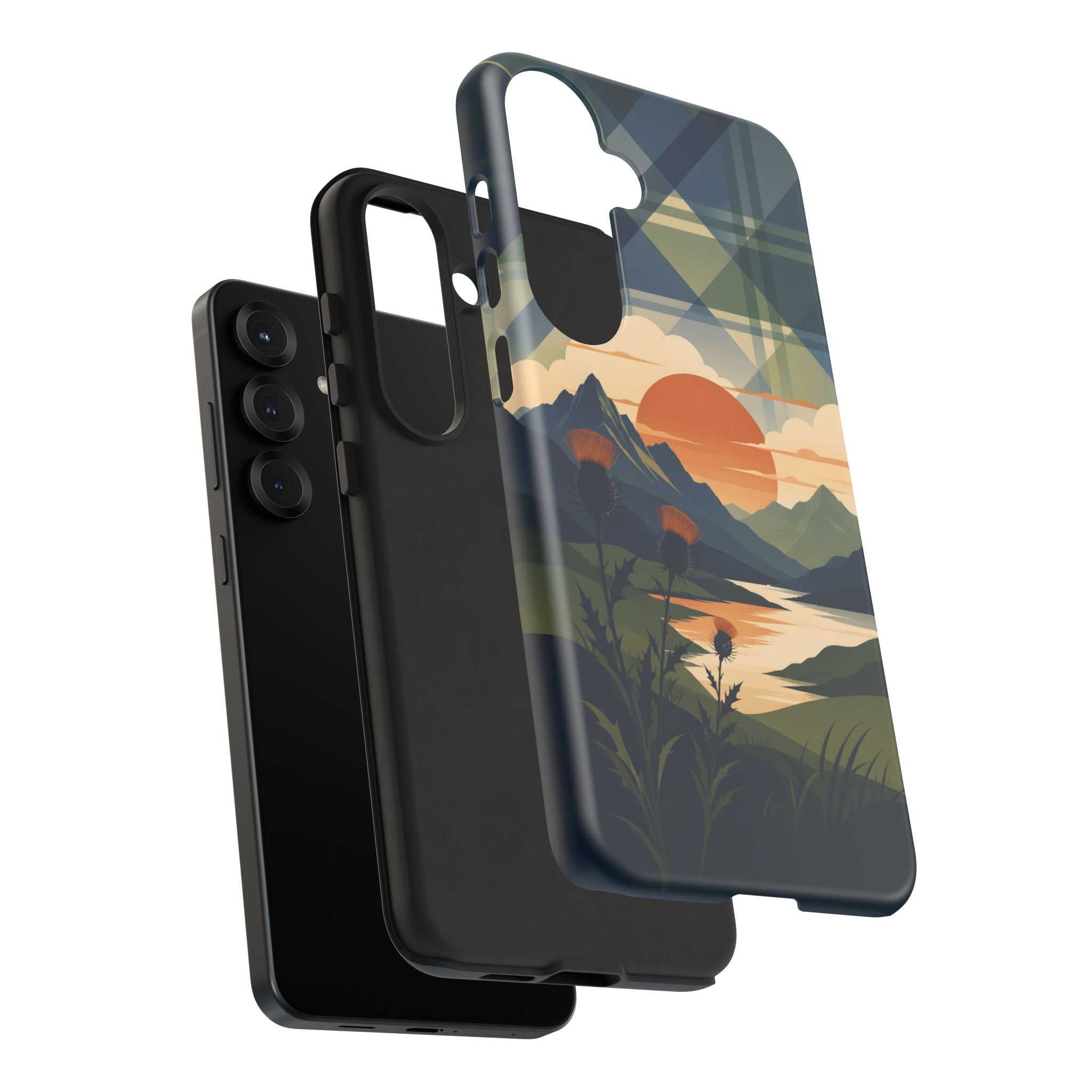 Highland Sunset Tartan Phone Case – Scottish Thistle Summer Festival Edition