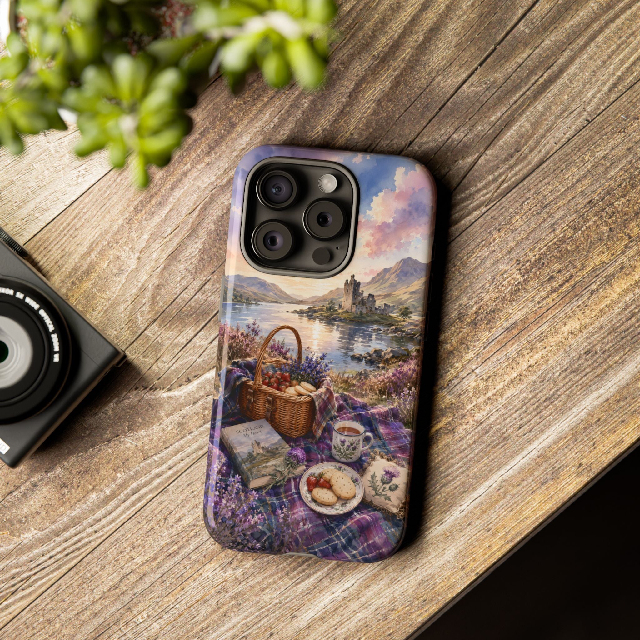Highland Summer Picnic Phone Case – Scottish Castle & Thistle Art