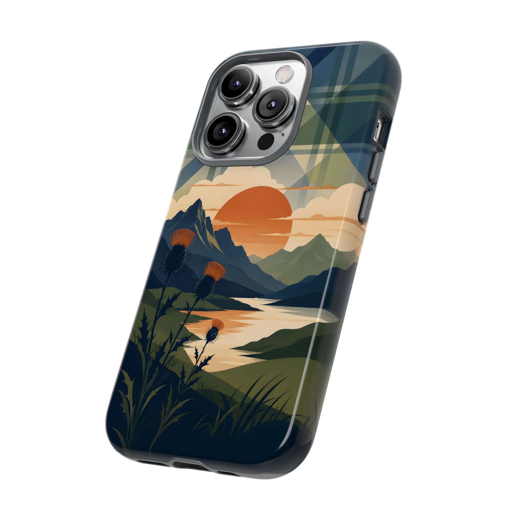 Highland Sunset Tartan Phone Case – Scottish Thistle Summer Festival Edition