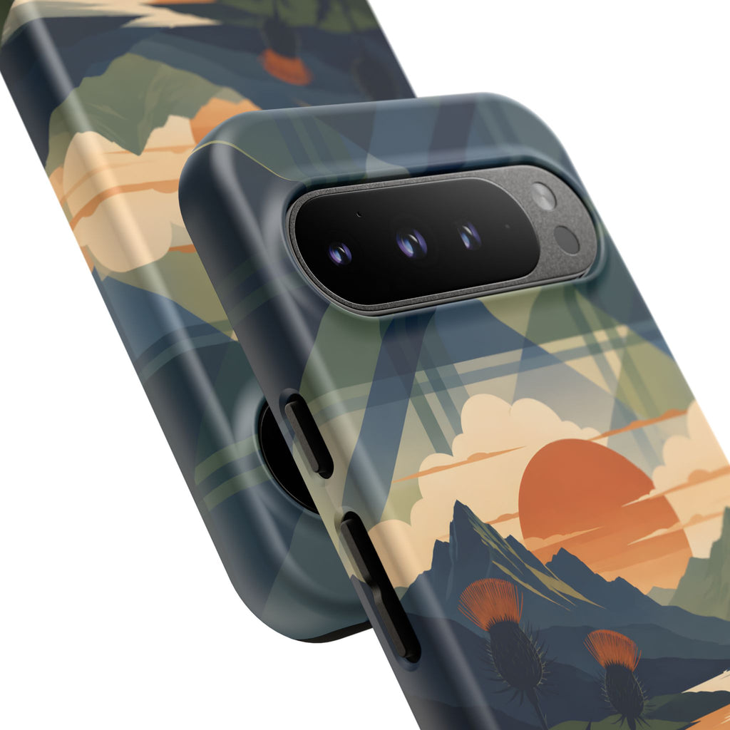 Highland Sunset Tartan Phone Case – Scottish Thistle Summer Festival Edition