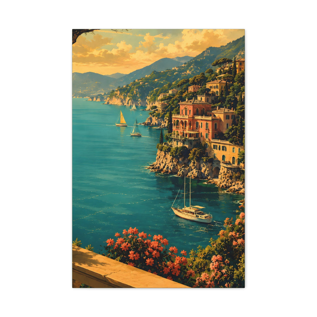 Mediterranean Coastal Canvas Print — Stretched Matte Wall Art