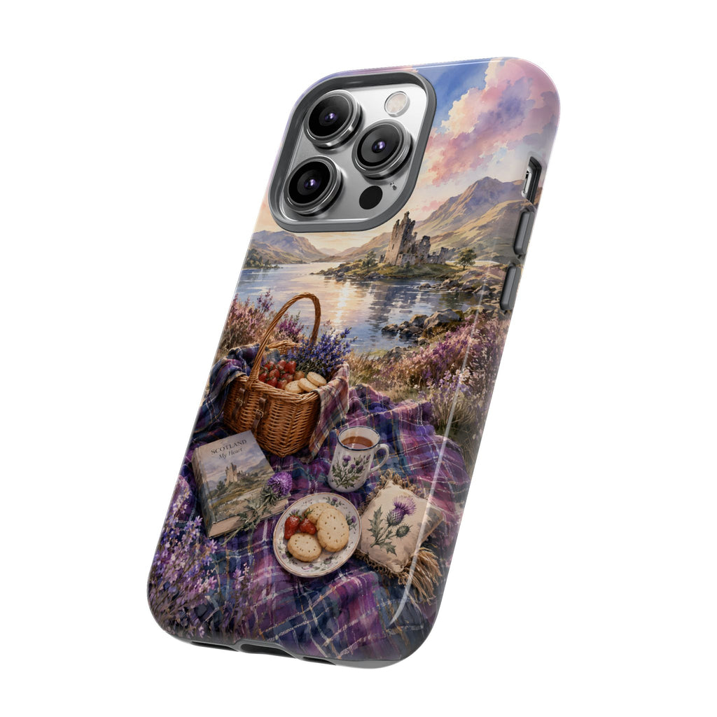 Highland Summer Picnic Phone Case – Scottish Castle & Thistle Art