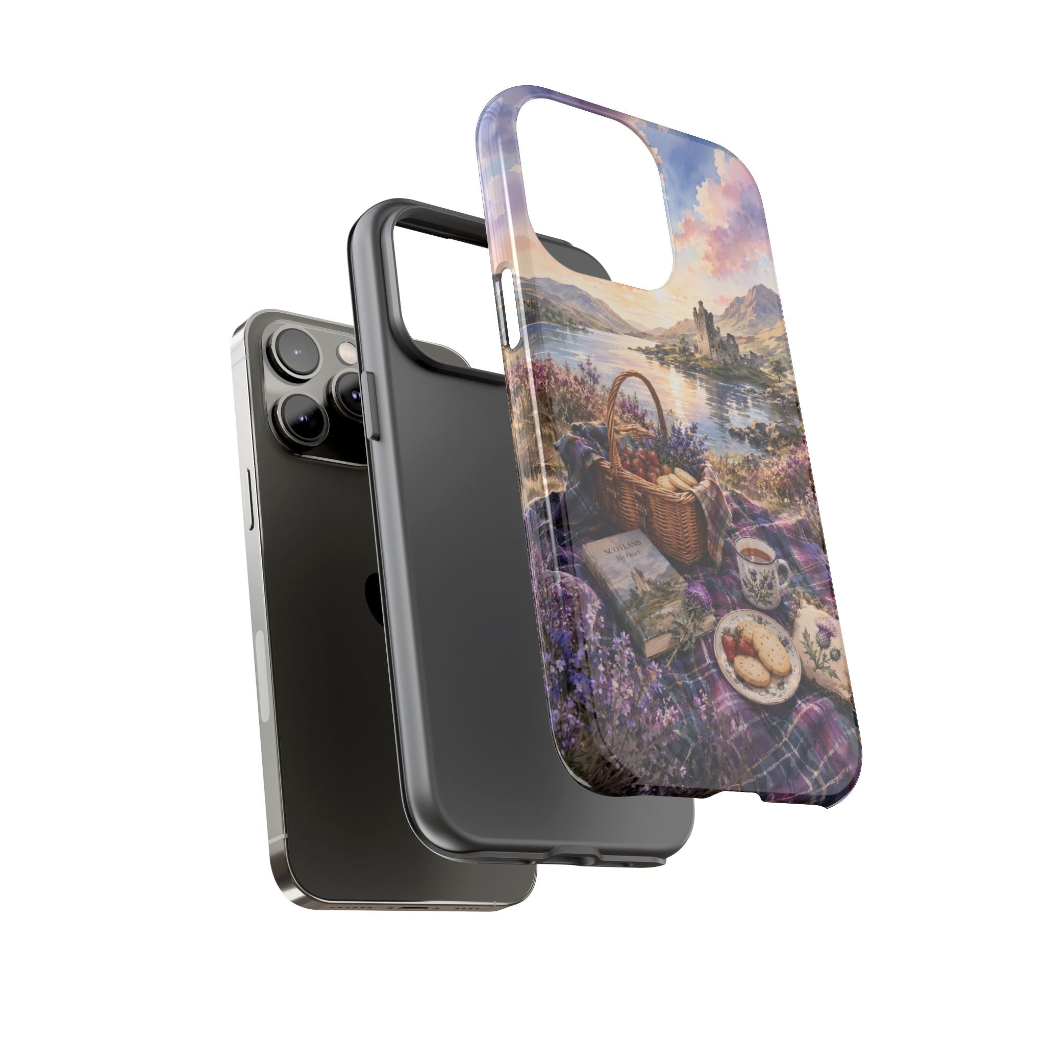 Highland Summer Picnic Phone Case – Scottish Castle & Thistle Art