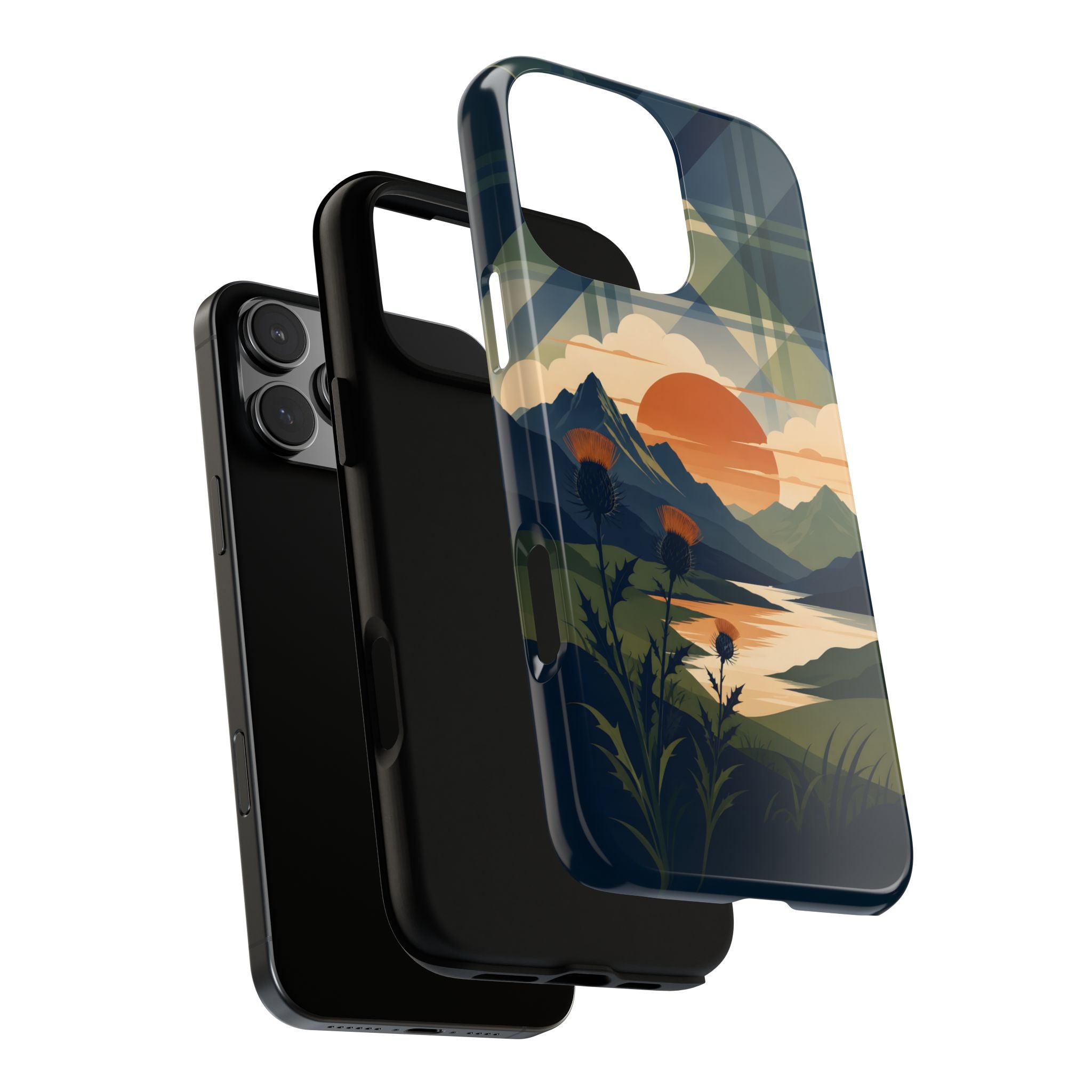 Highland Sunset Tartan Phone Case – Scottish Thistle Summer Festival Edition
