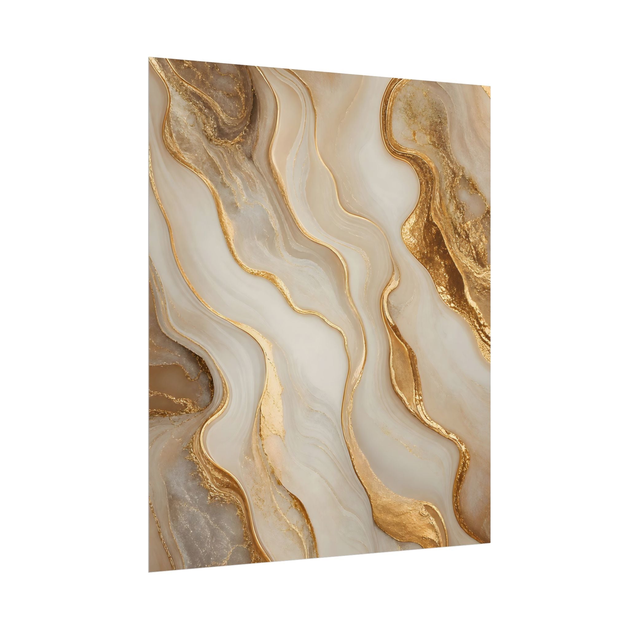 Rolled Poster – Gold Marble Abstract Wall Art, Luxe Swirl Print for Living Room & Office