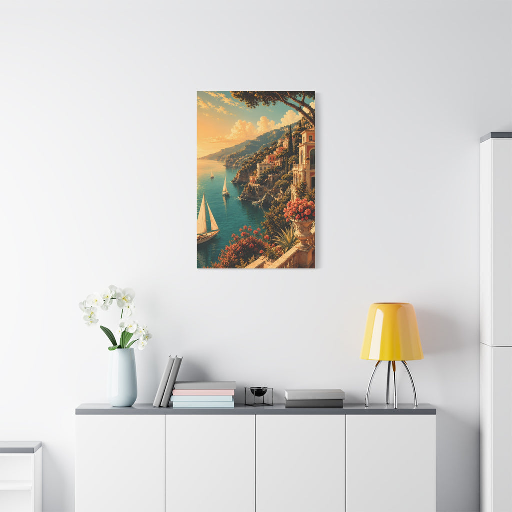 Mediterranean Coastal Sunset Matte Canvas