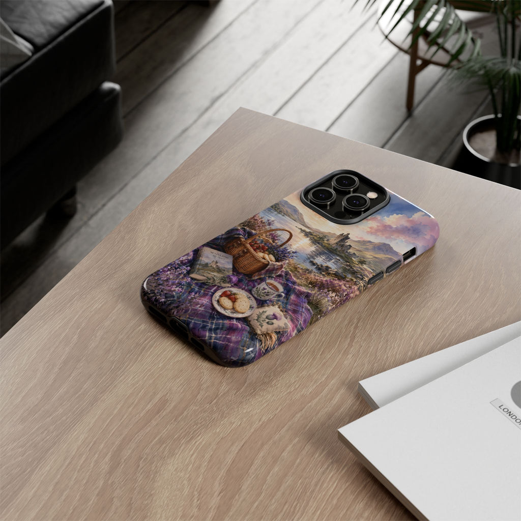Highland Summer Picnic Phone Case – Scottish Castle & Thistle Art