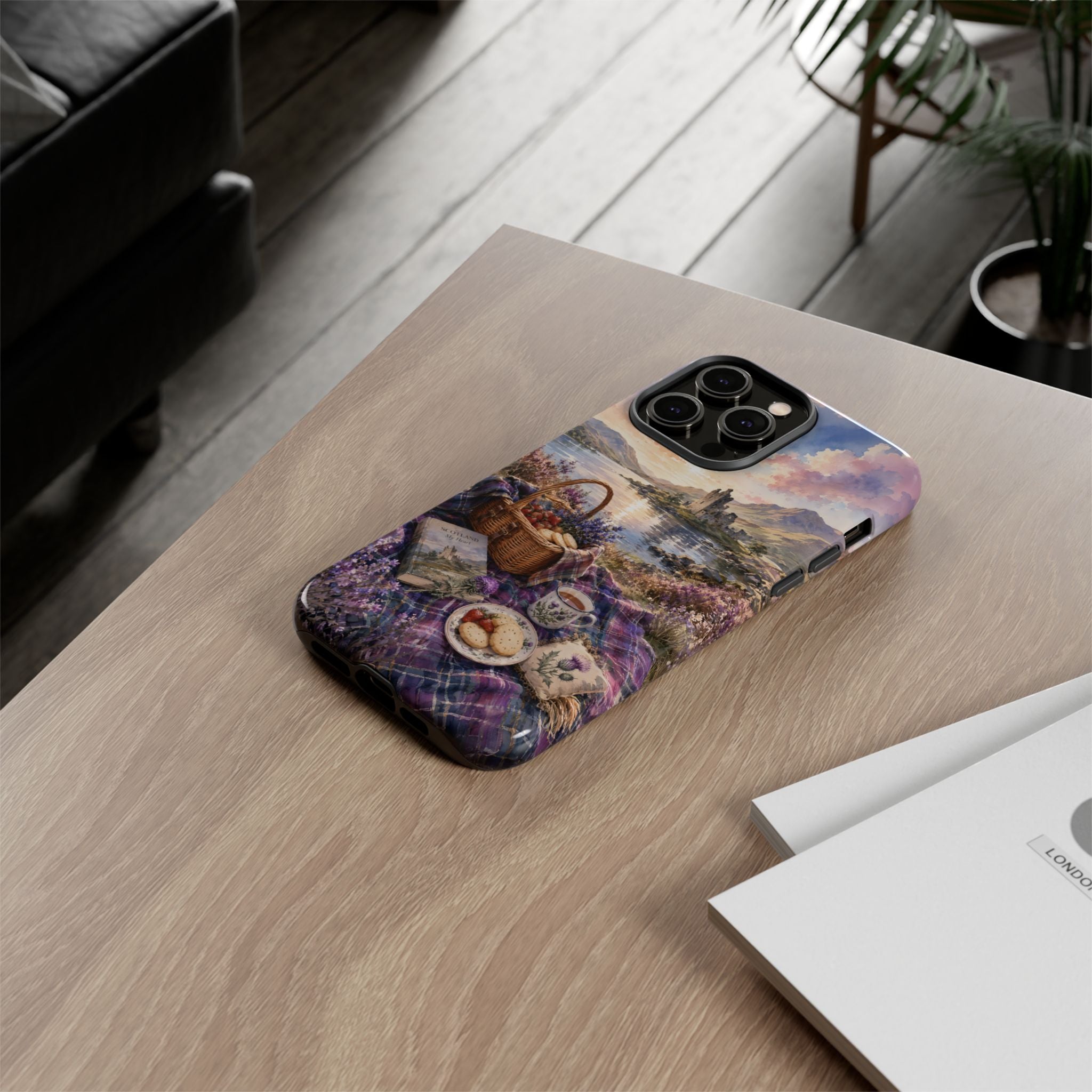 Highland Summer Picnic Phone Case – Scottish Castle & Thistle Art