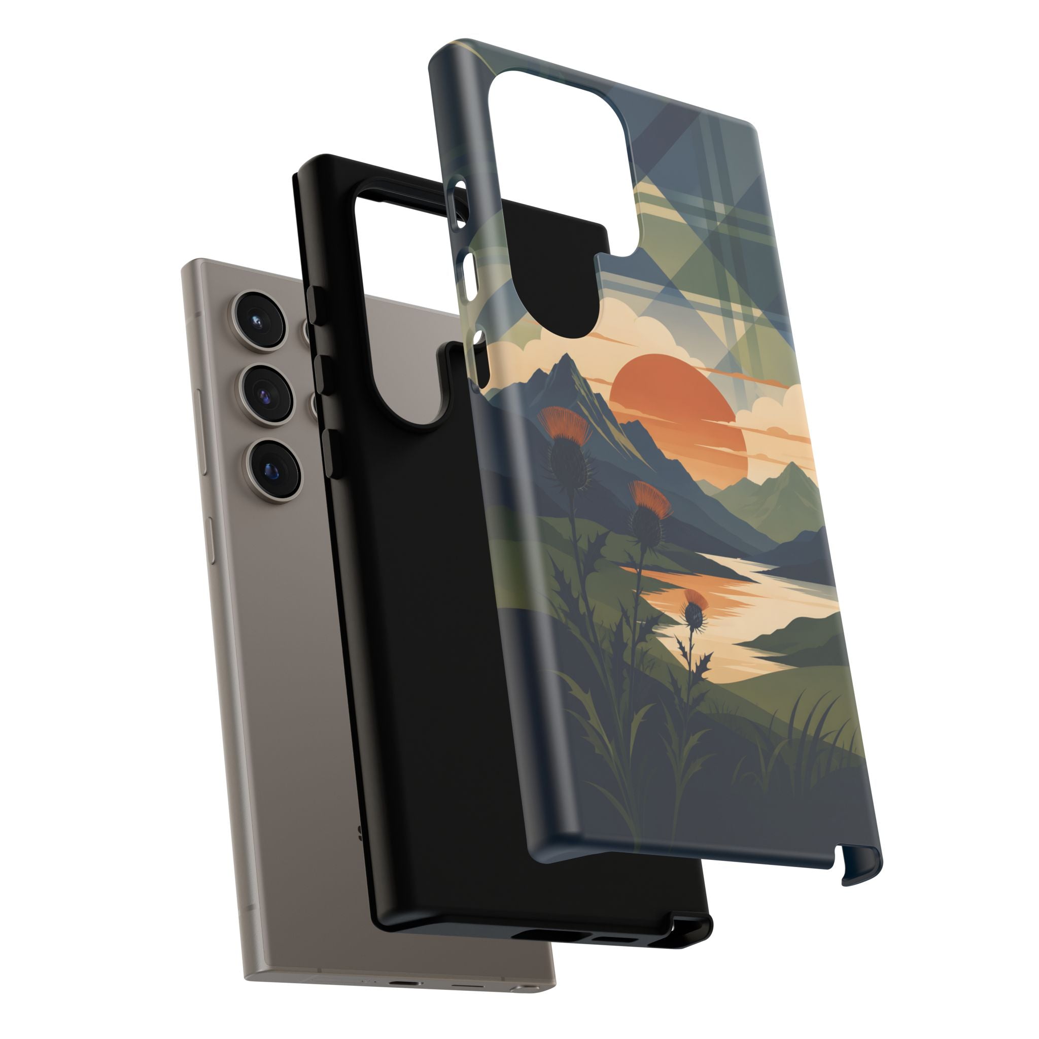 Highland Sunset Tartan Phone Case – Scottish Thistle Summer Festival Edition