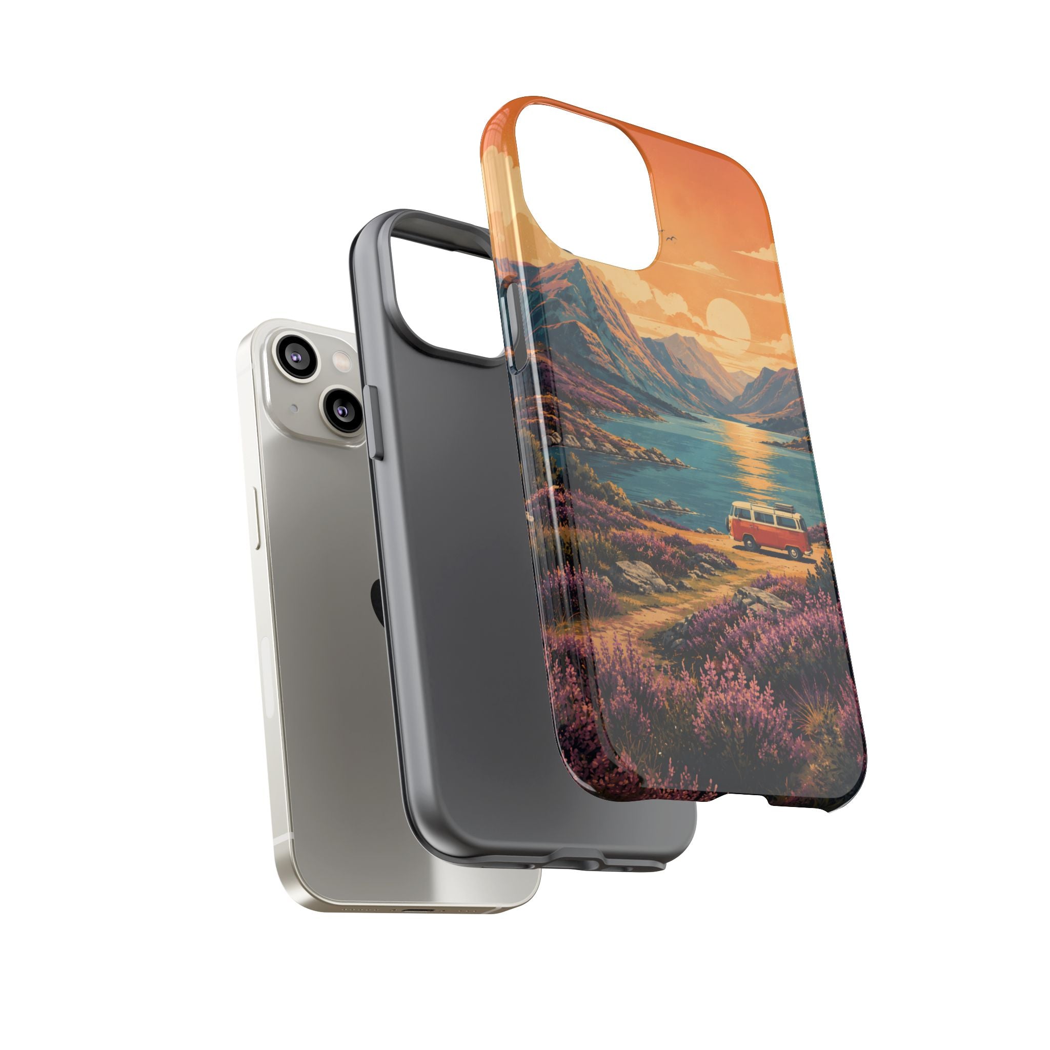 Highland Road Trip Phone Case – Scottish Loch Sunset & Heather Landscape