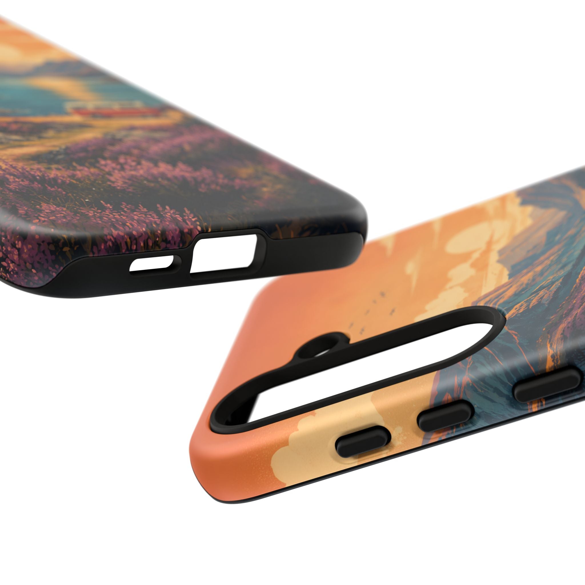 Highland Road Trip Phone Case – Scottish Loch Sunset & Heather Landscape