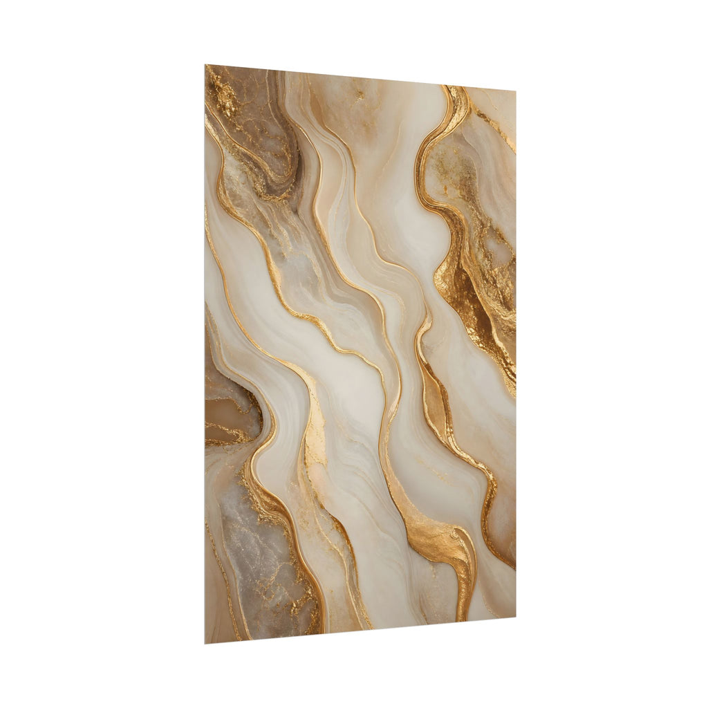 Rolled Poster – Gold Marble Abstract Wall Art, Luxe Swirl Print for Living Room & Office