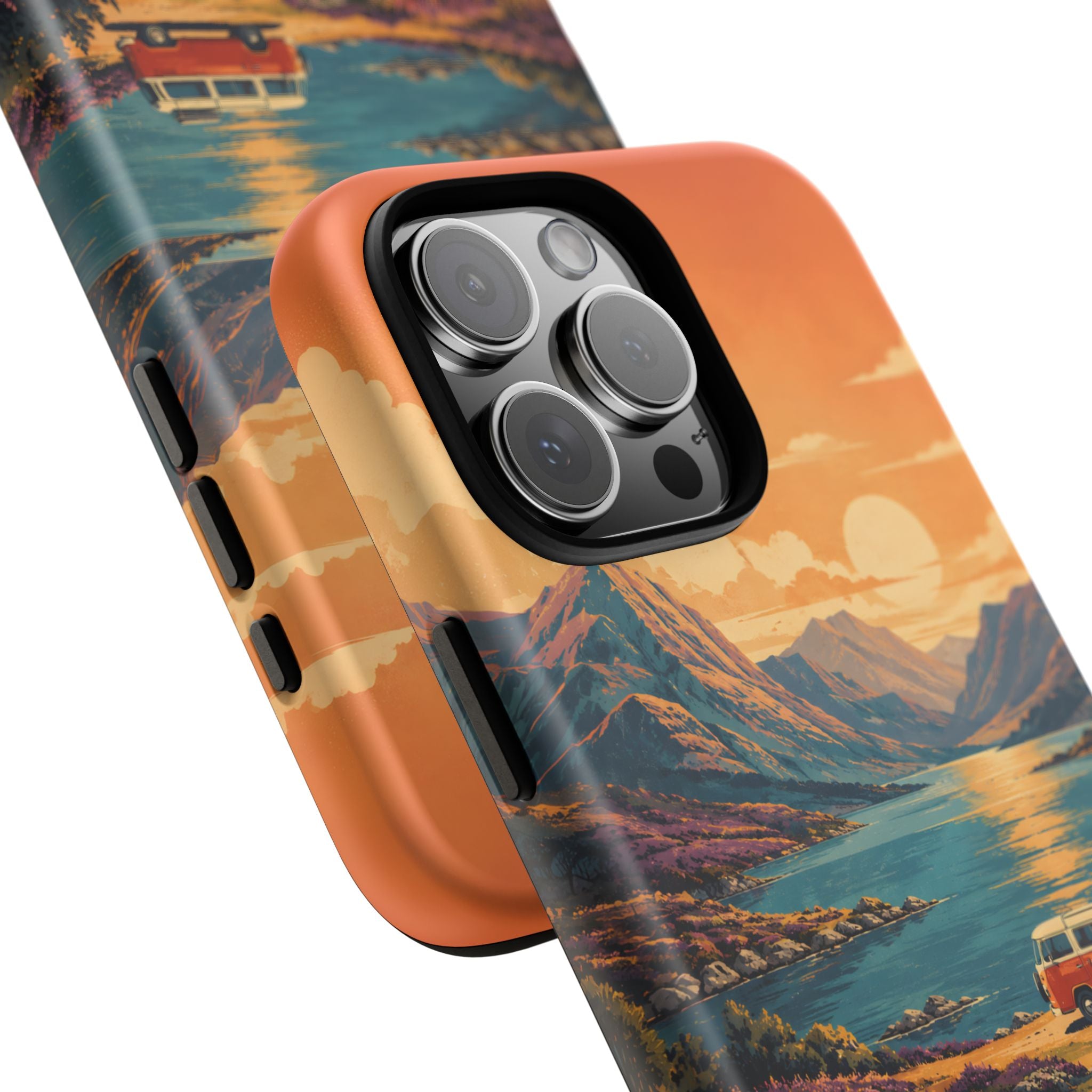 Highland Road Trip Phone Case – Scottish Loch Sunset & Heather Landscape