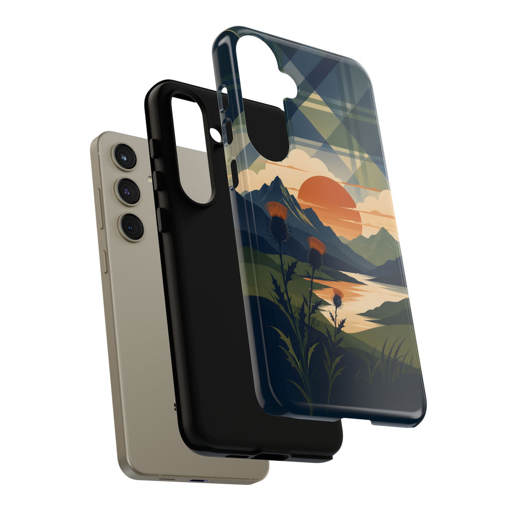 Highland Sunset Tartan Phone Case – Scottish Thistle Summer Festival Edition