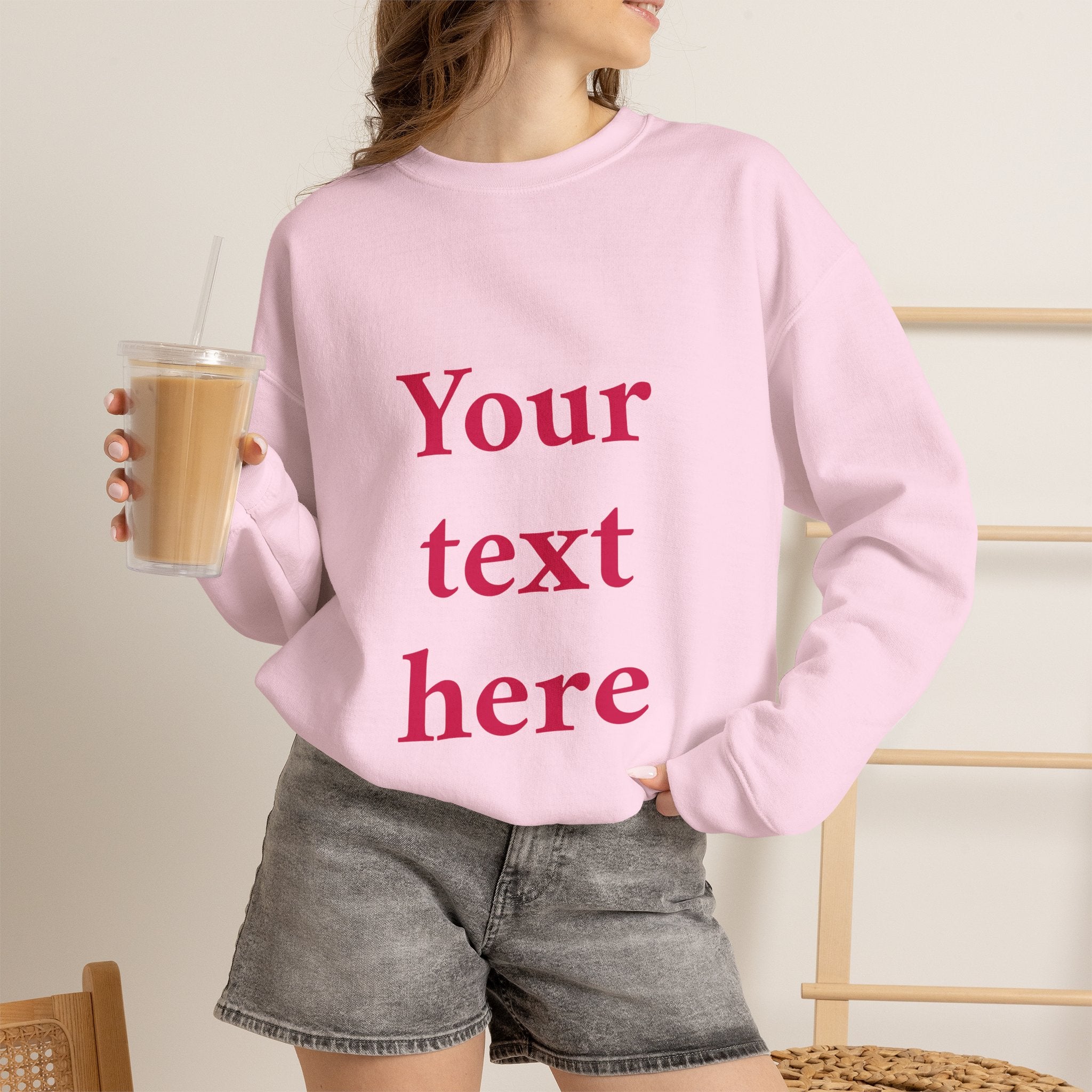 Custom Text Crewneck Sweatshirt — Personalized Minimalist Sweatshirt