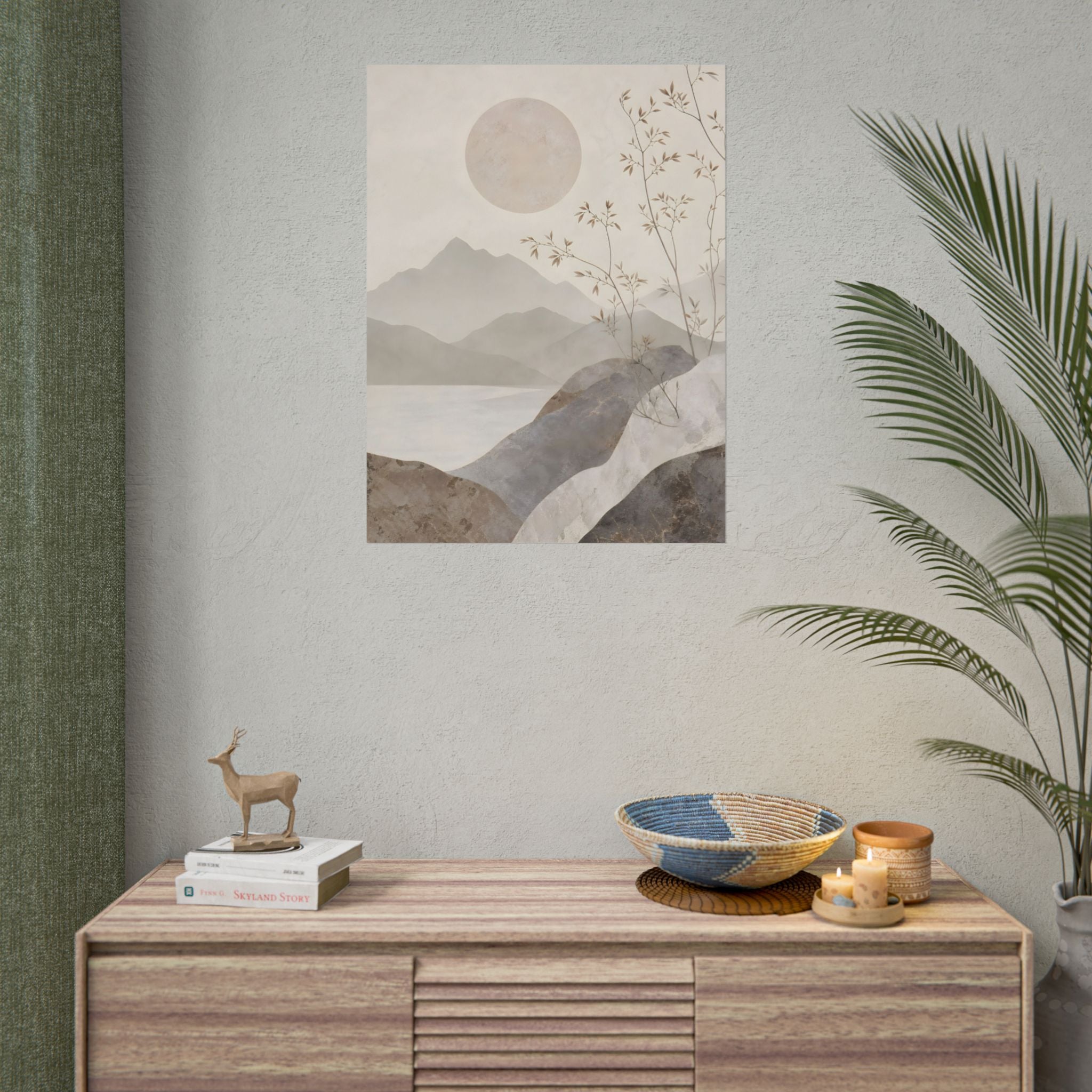 Rolled Poster — Serene Ink Mountain Landscape Wall Art