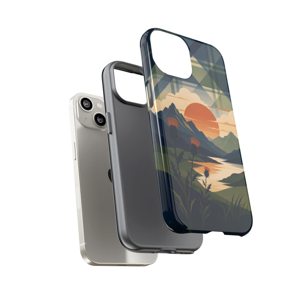 Highland Sunset Tartan Phone Case – Scottish Thistle Summer Festival Edition
