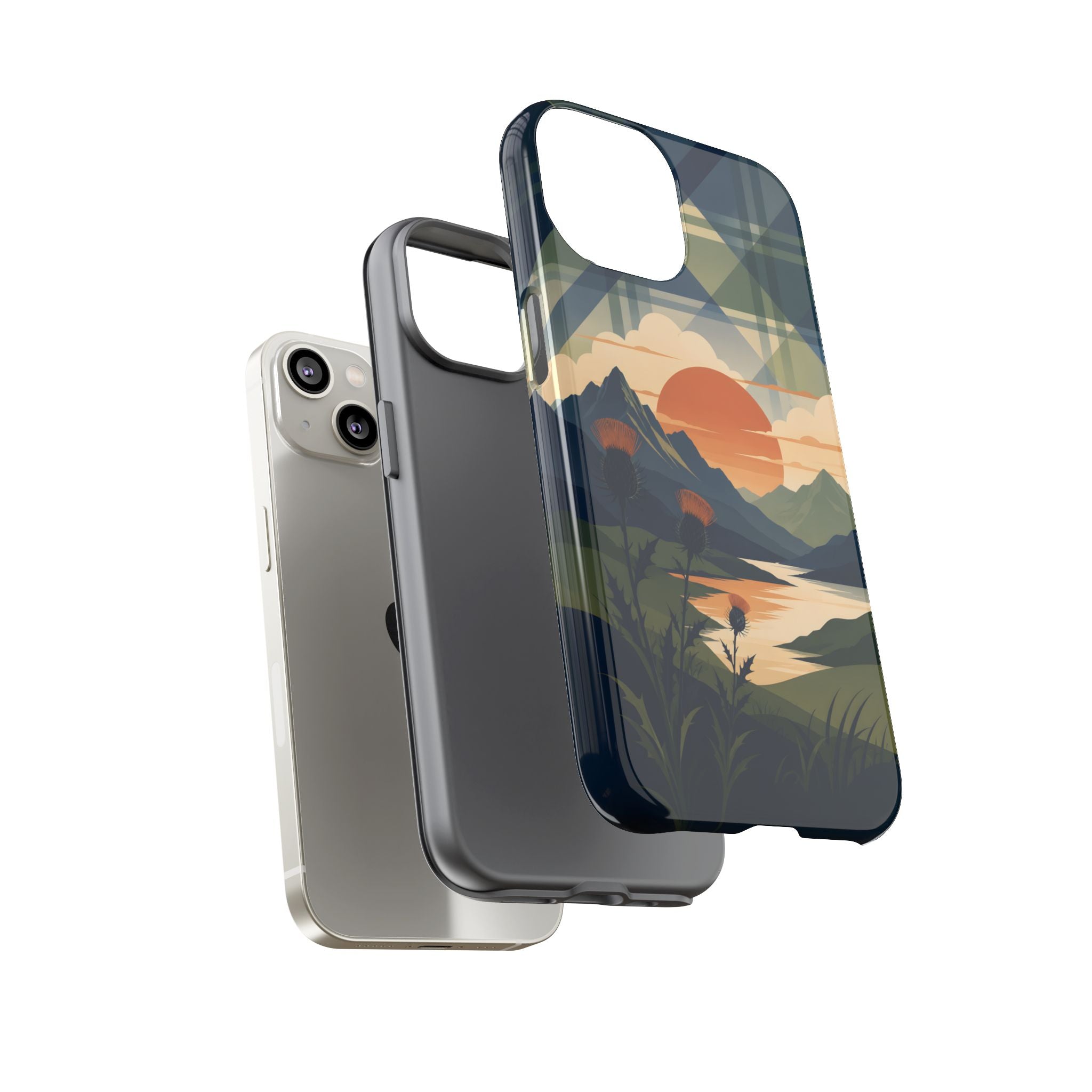 Highland Sunset Tartan Phone Case – Scottish Thistle Summer Festival Edition