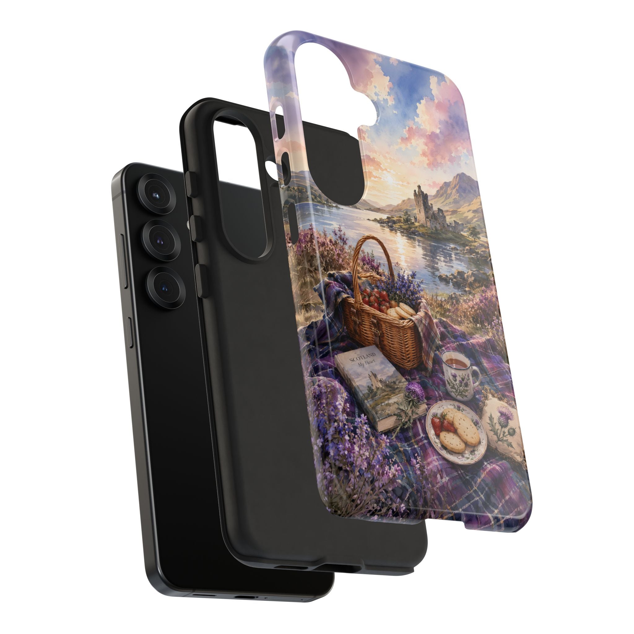 Highland Summer Picnic Phone Case – Scottish Castle & Thistle Art