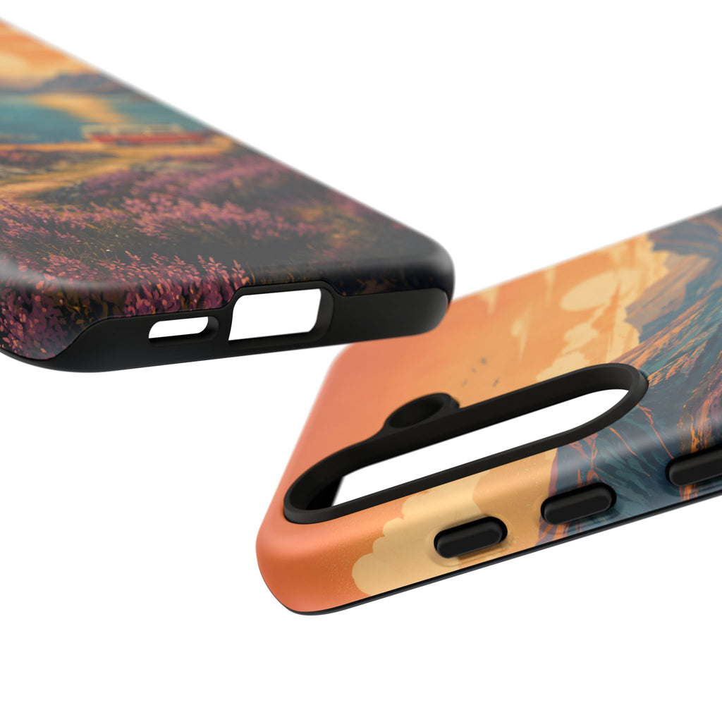 Highland Road Trip Phone Case – Scottish Loch Sunset & Heather Landscape