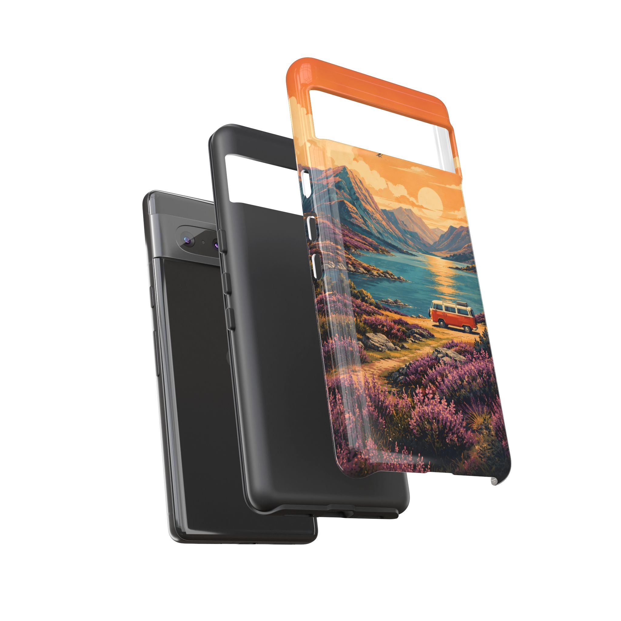 Highland Road Trip Phone Case – Scottish Loch Sunset & Heather Landscape