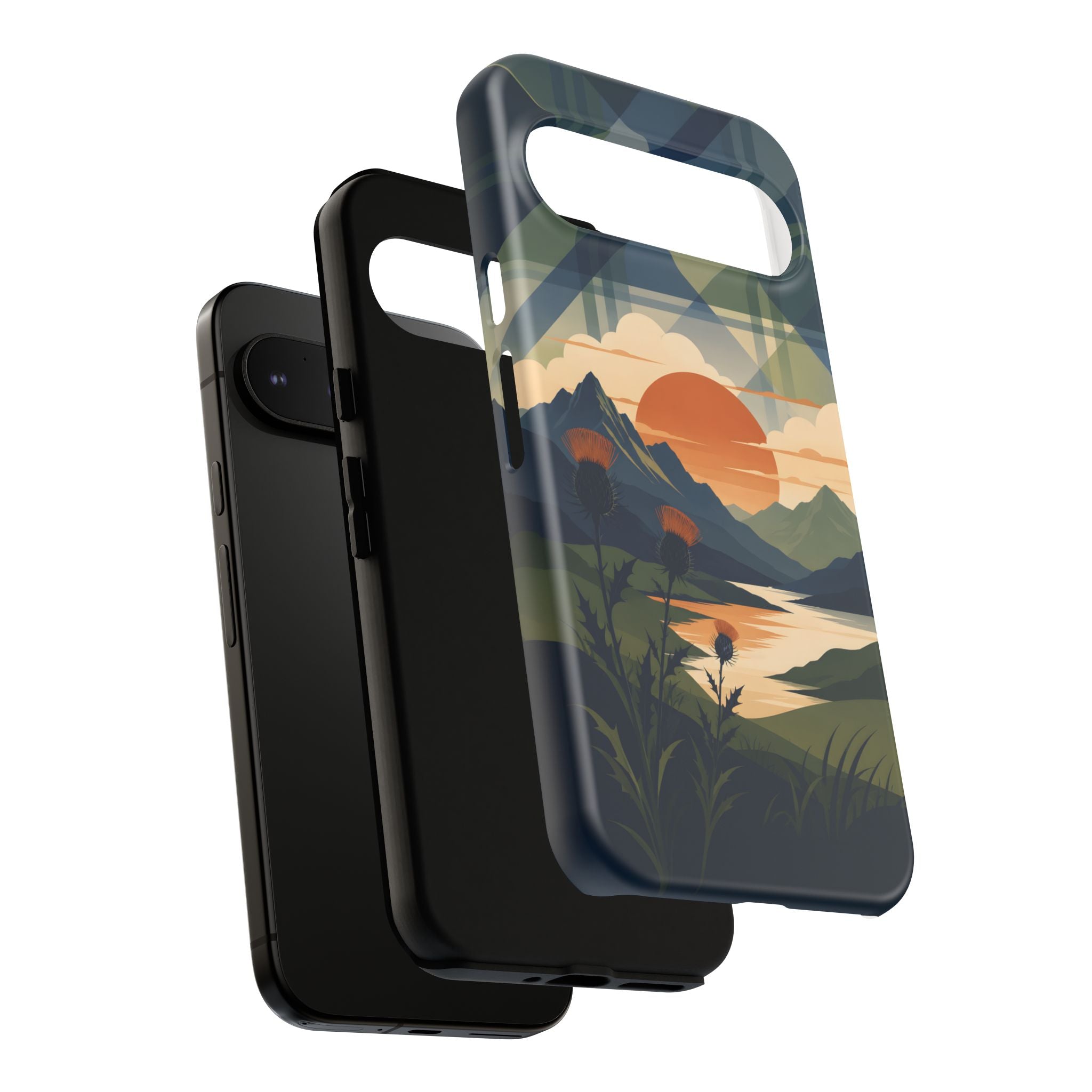 Highland Sunset Tartan Phone Case – Scottish Thistle Summer Festival Edition