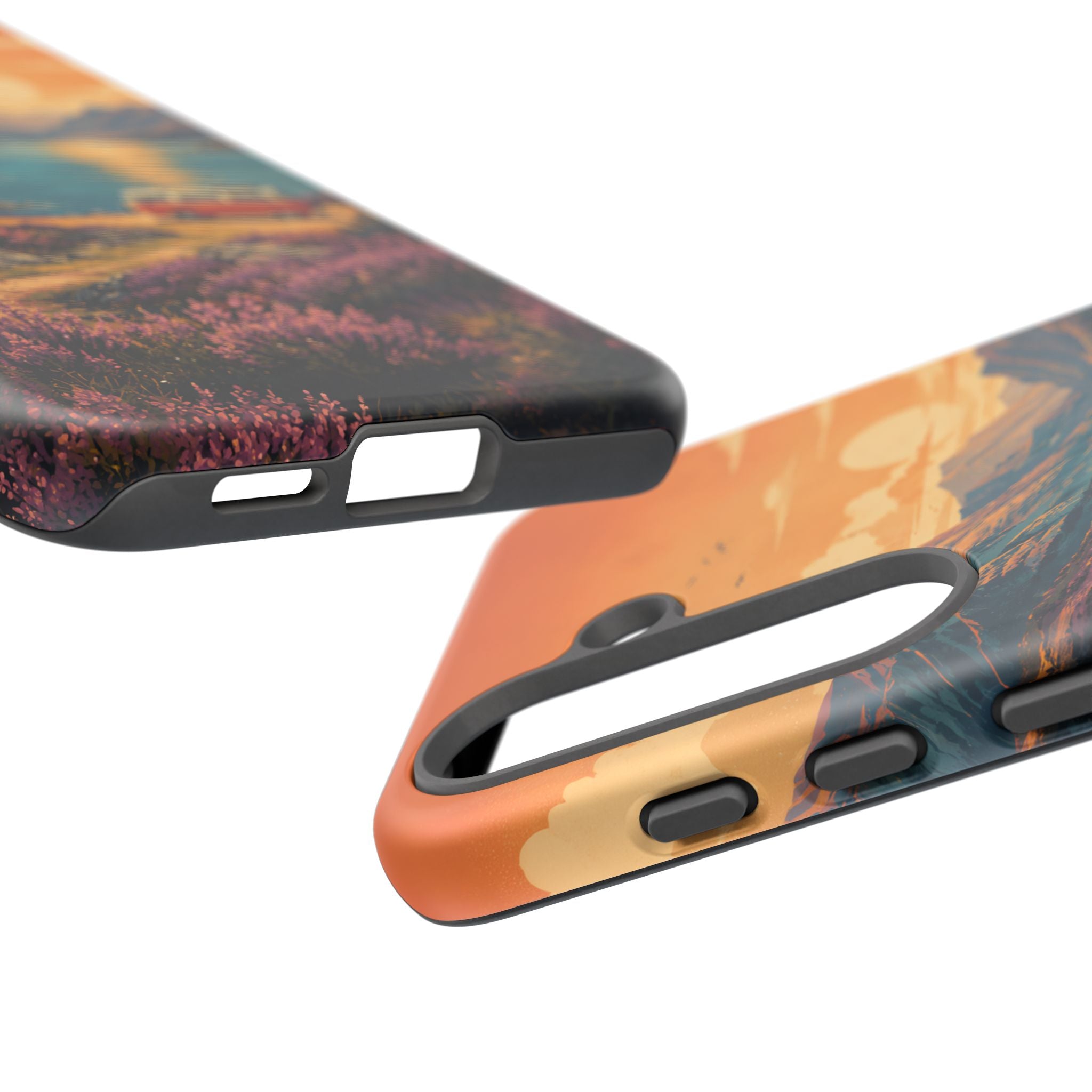 Highland Road Trip Phone Case – Scottish Loch Sunset & Heather Landscape