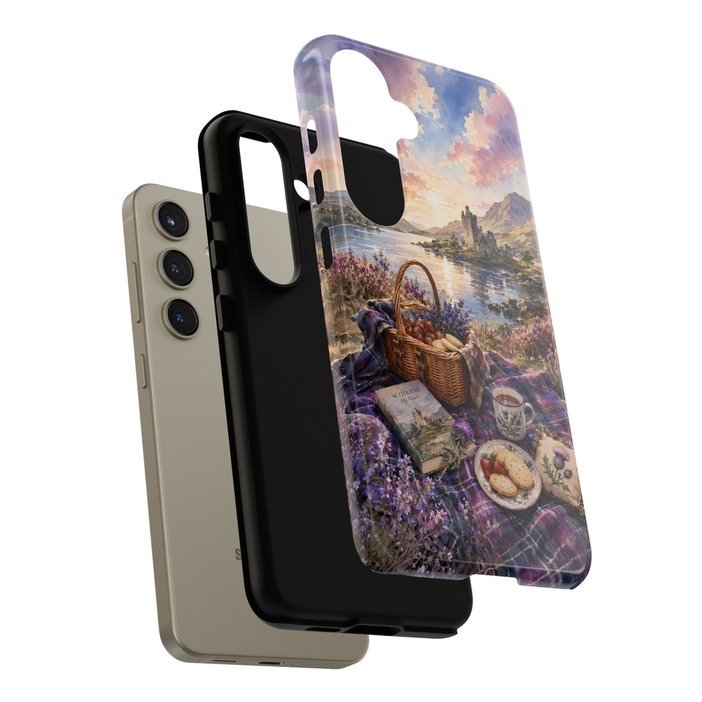 Highland Summer Picnic Phone Case – Scottish Castle & Thistle Art