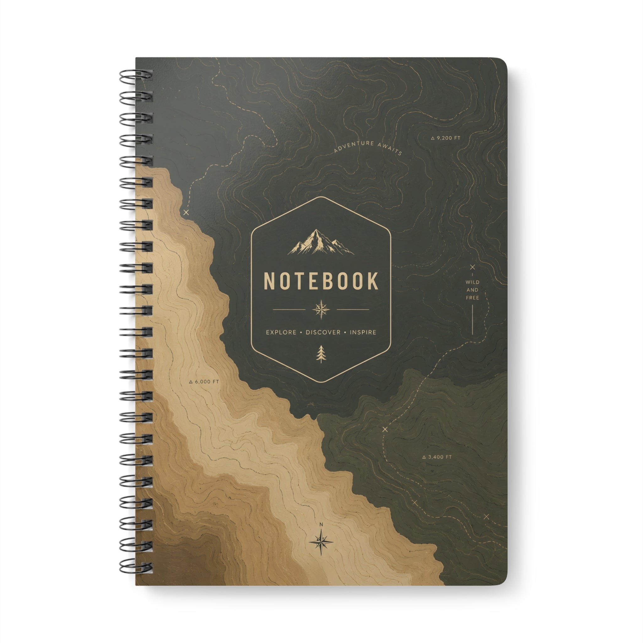 A5 Topographic Adventure Notebook — 'Notebook' Mountain Design Wirobound Journal