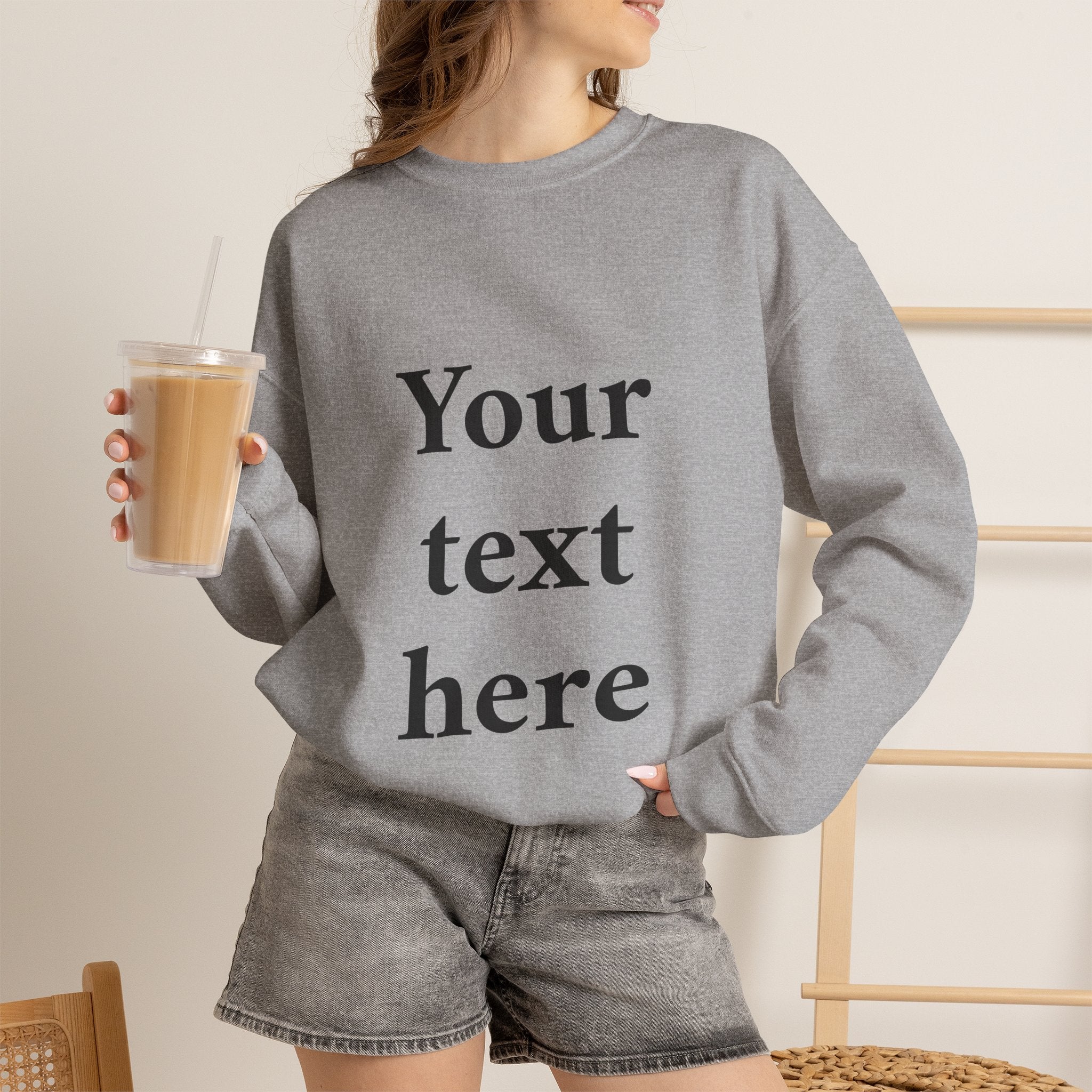 Custom Text Crewneck Sweatshirt — Personalized Minimalist Sweatshirt