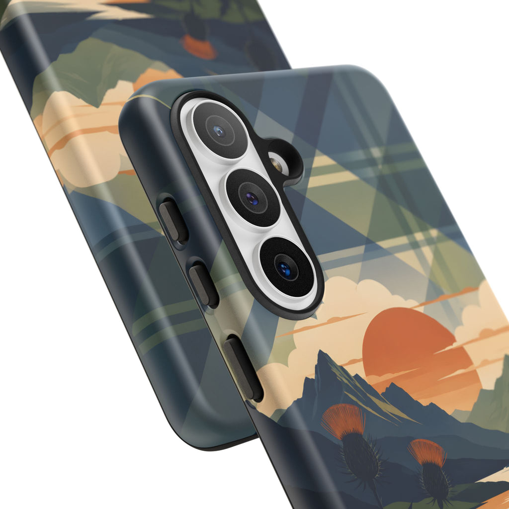 Highland Sunset Tartan Phone Case – Scottish Thistle Summer Festival Edition
