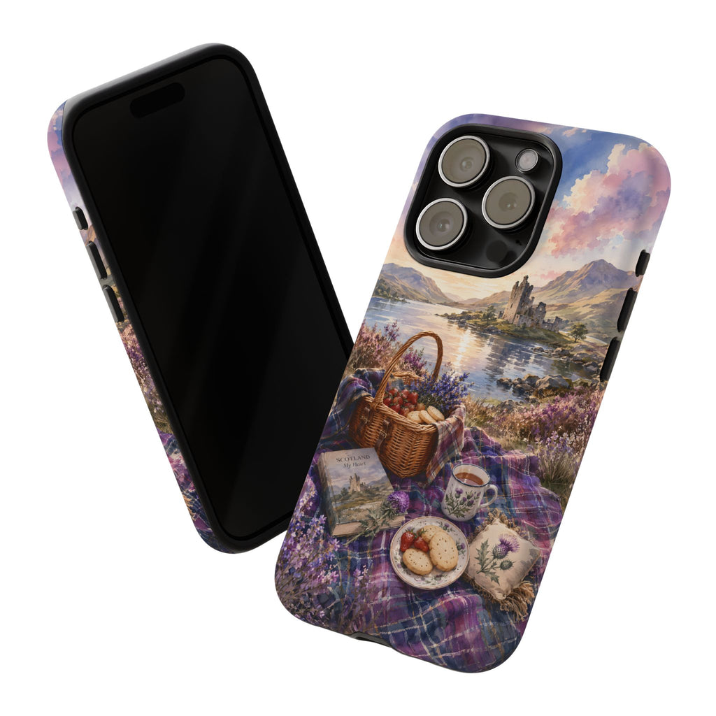 Highland Summer Picnic Phone Case – Scottish Castle & Thistle Art