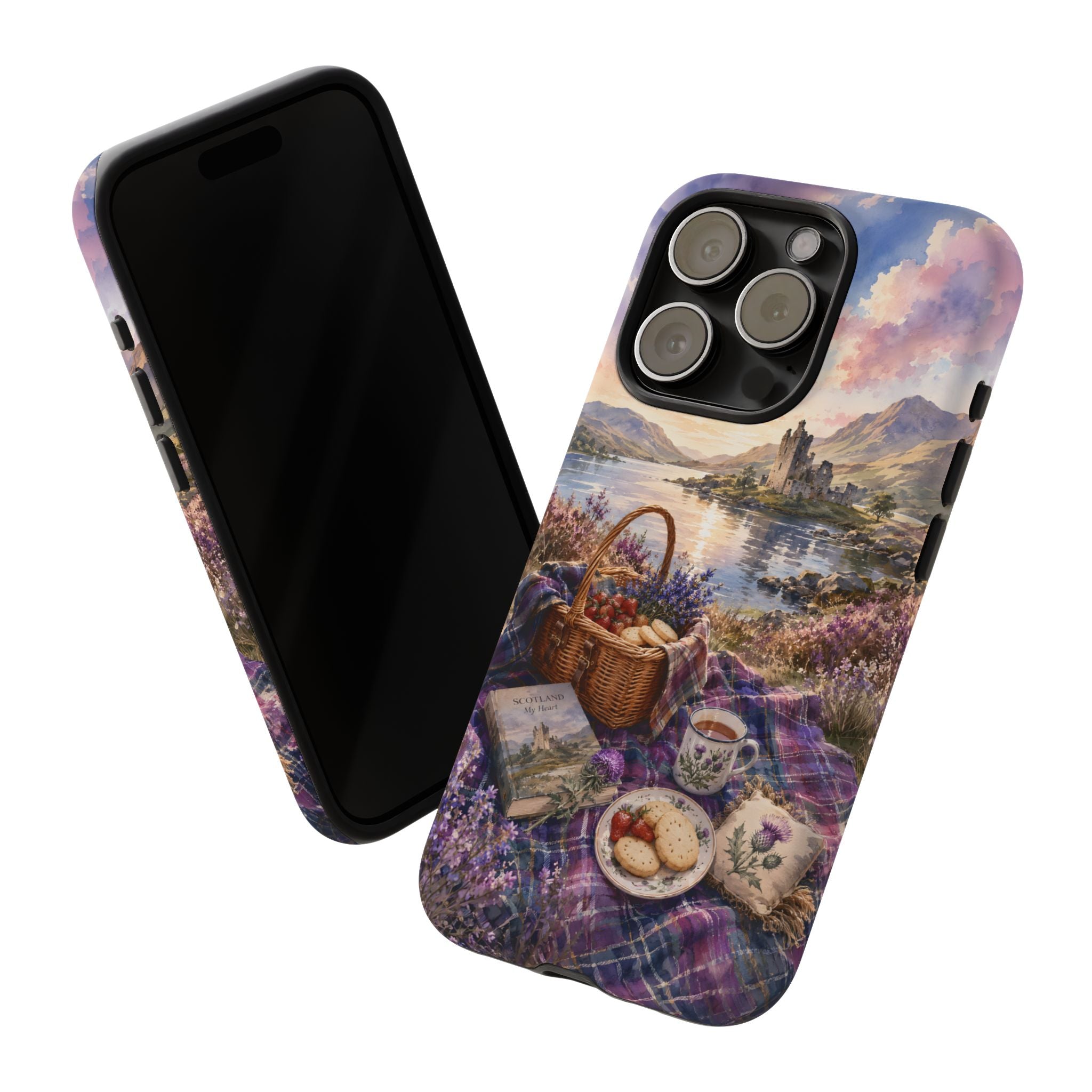 Highland Summer Picnic Phone Case – Scottish Castle & Thistle Art