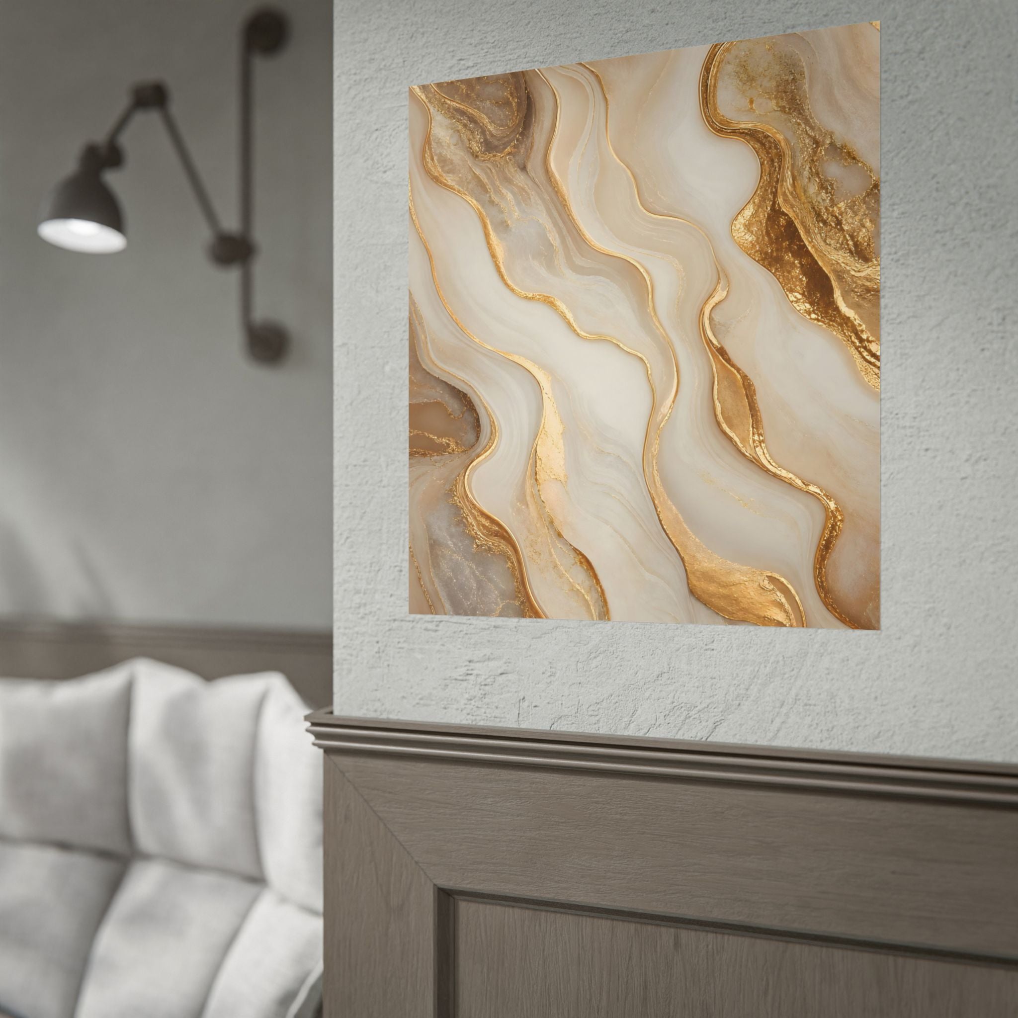 Rolled Poster – Gold Marble Abstract Wall Art, Luxe Swirl Print for Living Room & Office