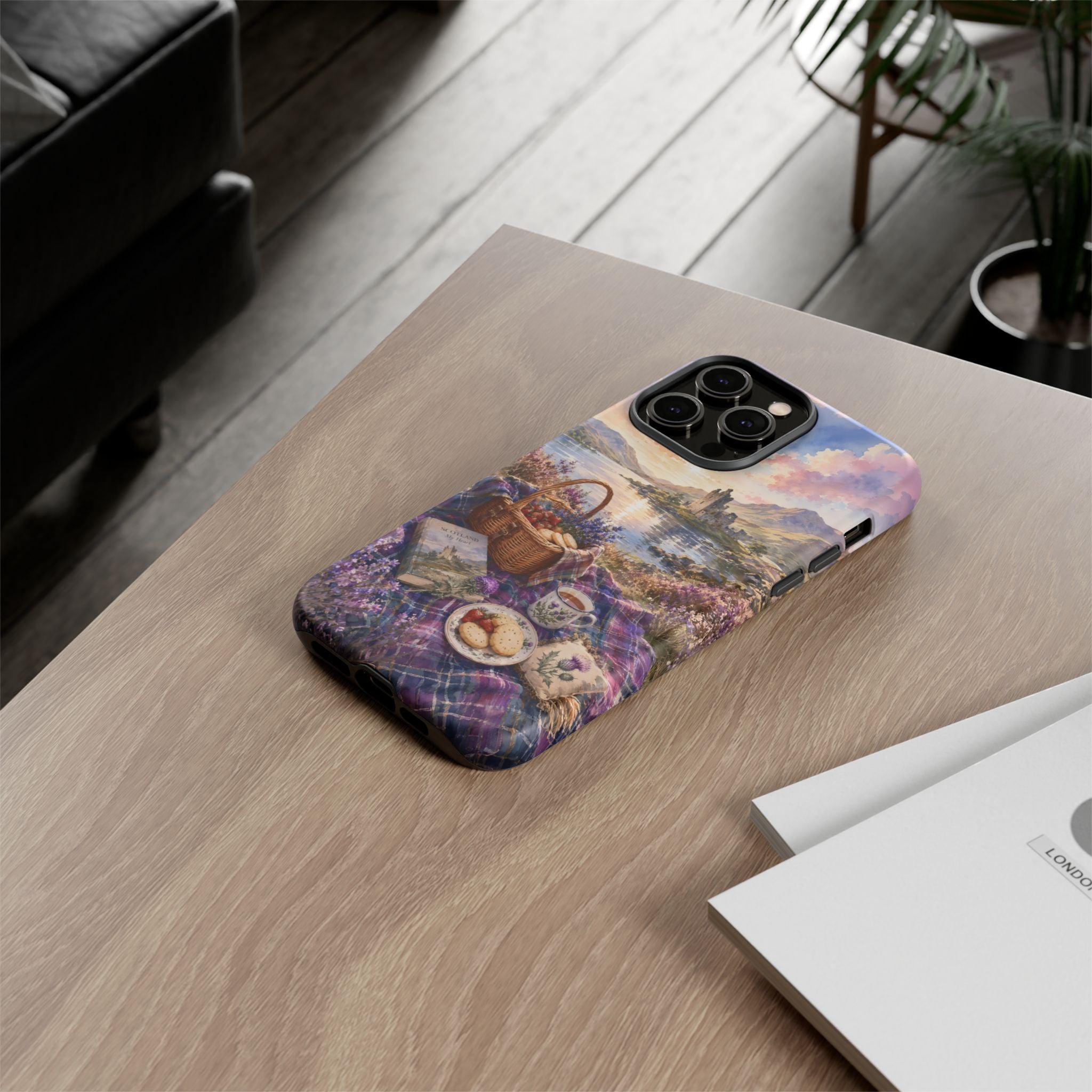 Highland Summer Picnic Phone Case – Scottish Castle & Thistle Art