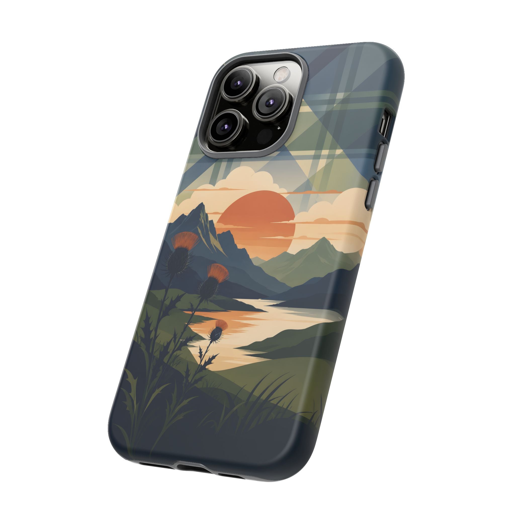 Highland Sunset Tartan Phone Case – Scottish Thistle Summer Festival Edition