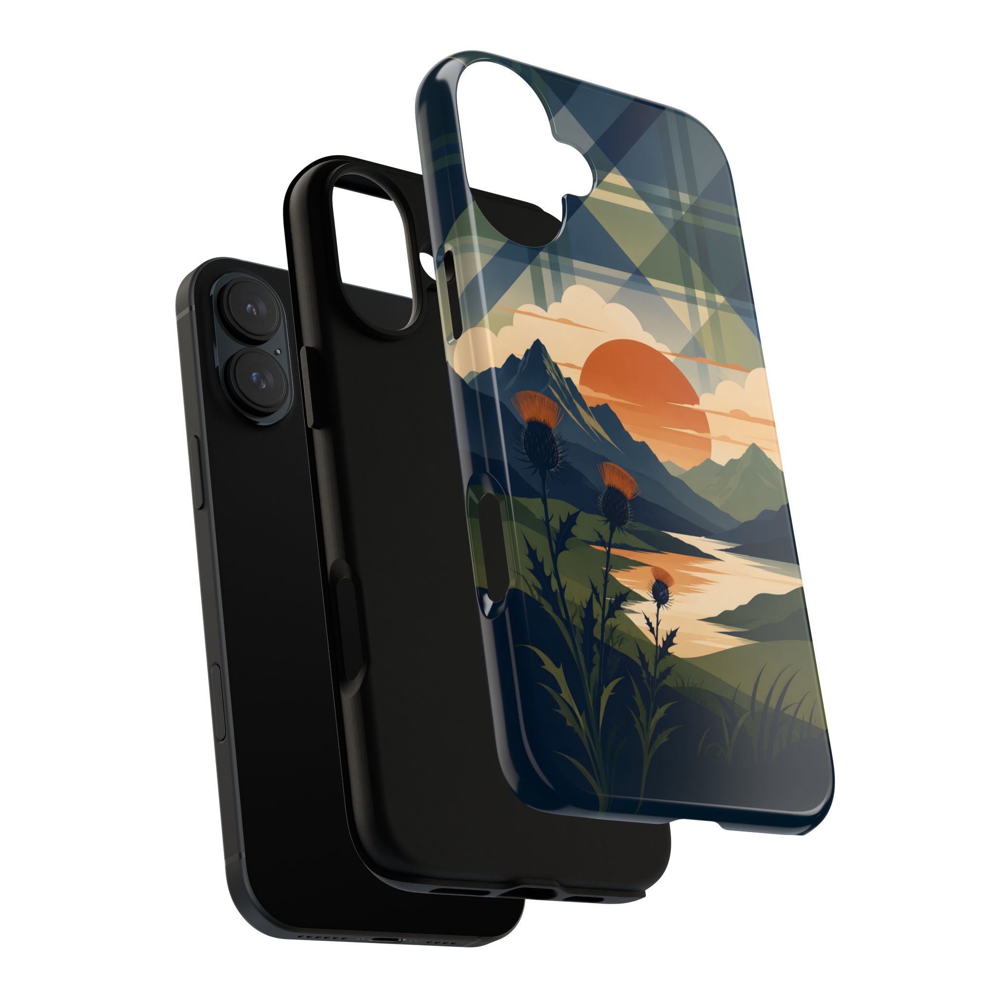 Highland Sunset Tartan Phone Case – Scottish Thistle Summer Festival Edition