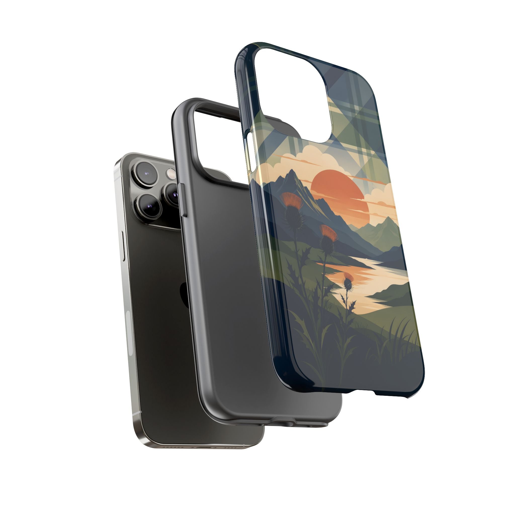 Highland Sunset Tartan Phone Case – Scottish Thistle Summer Festival Edition