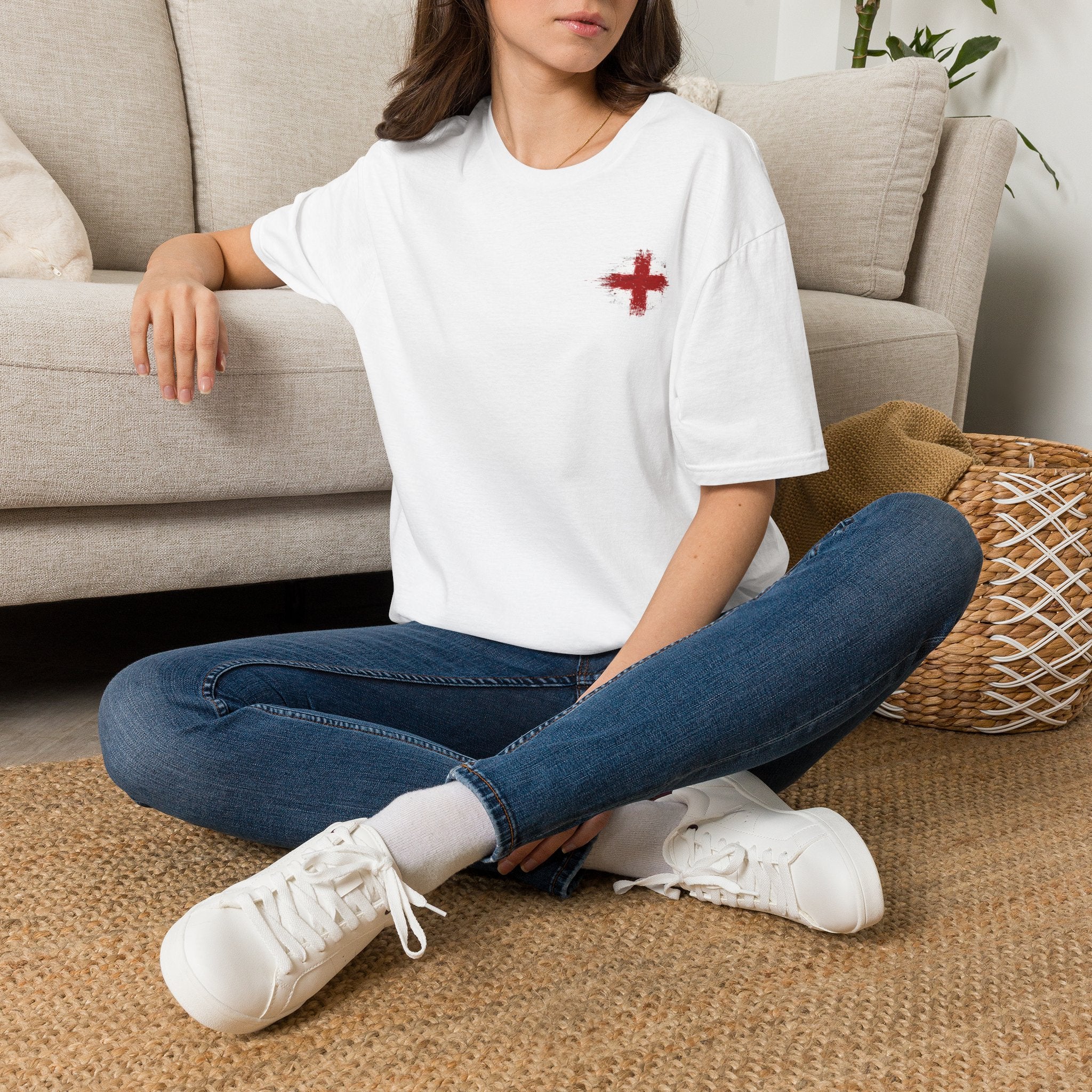 Red Cross Pocket T‑Shirt — Minimalist First Aid & Medical Symbol Tee
