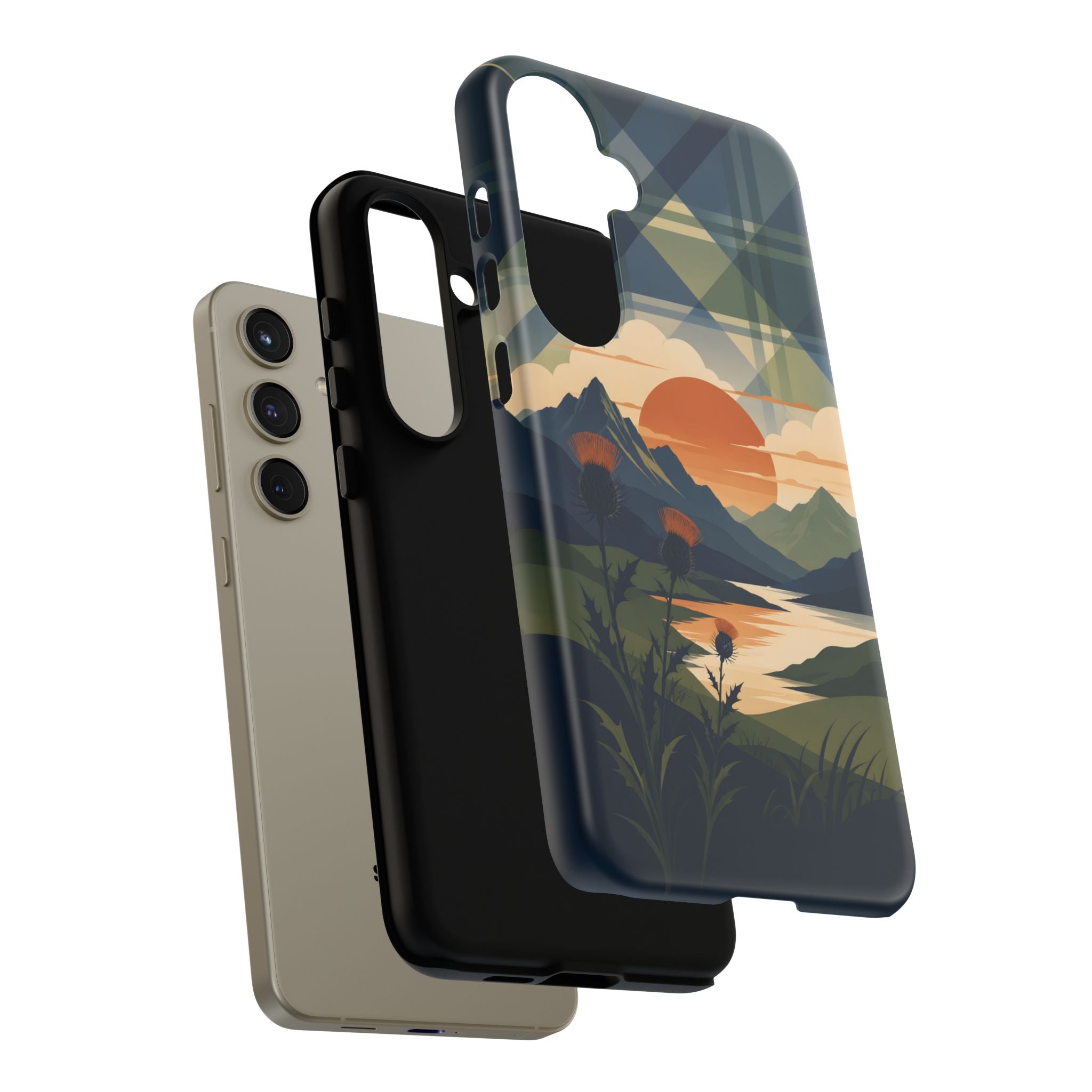 Highland Sunset Tartan Phone Case – Scottish Thistle Summer Festival Edition
