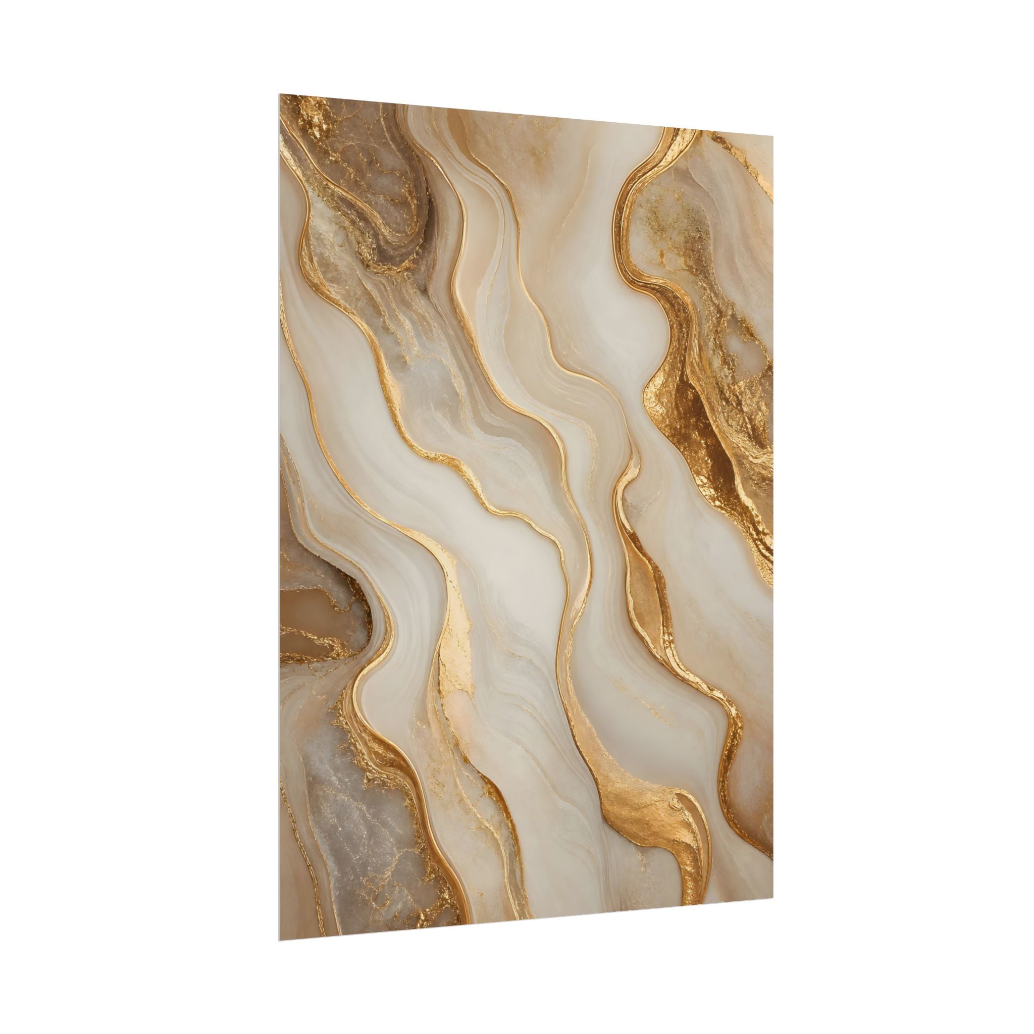 Rolled Poster – Gold Marble Abstract Wall Art, Luxe Swirl Print for Living Room & Office