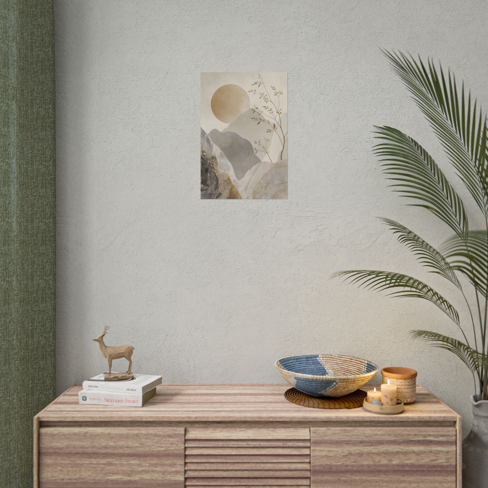 Neutral Minimalist Mountain Sun Rolled Poster