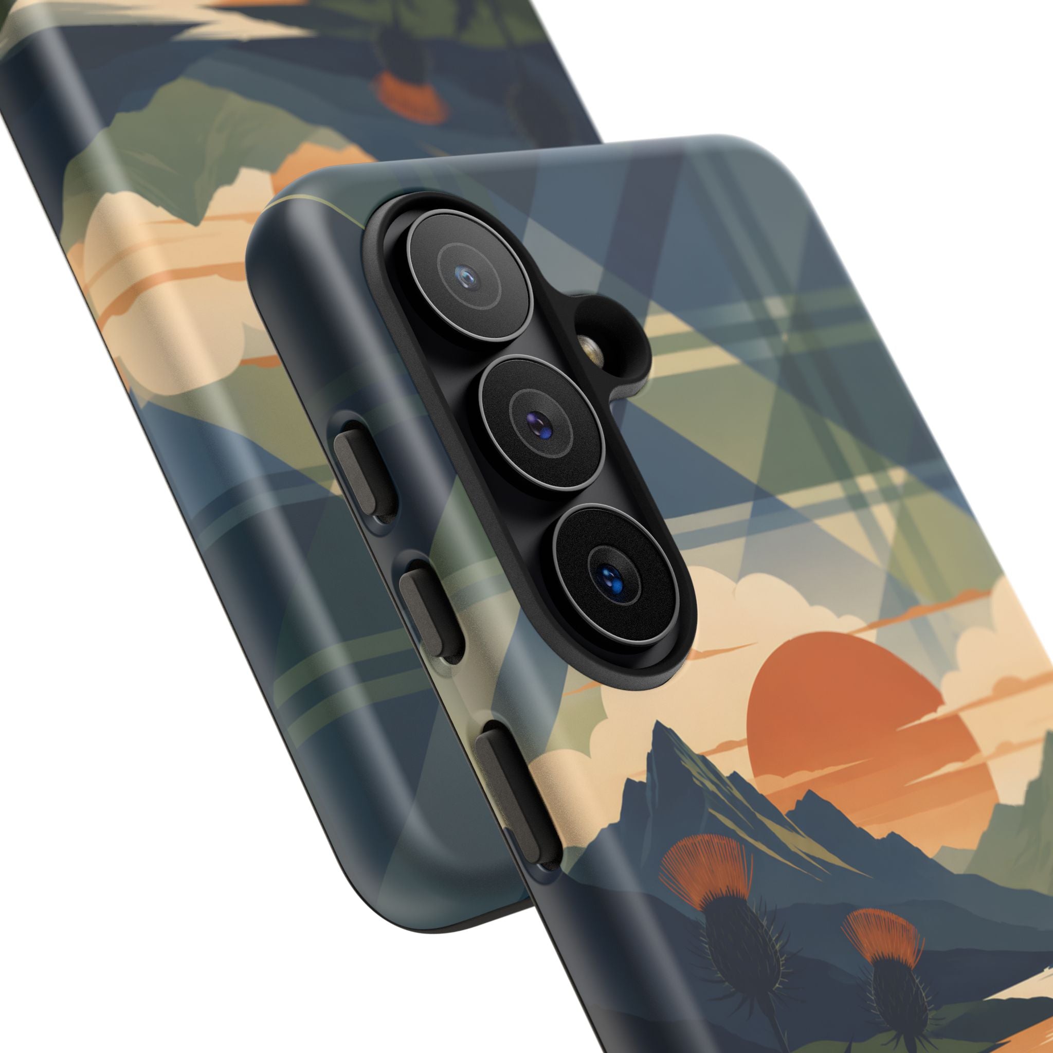 Highland Sunset Tartan Phone Case – Scottish Thistle Summer Festival Edition