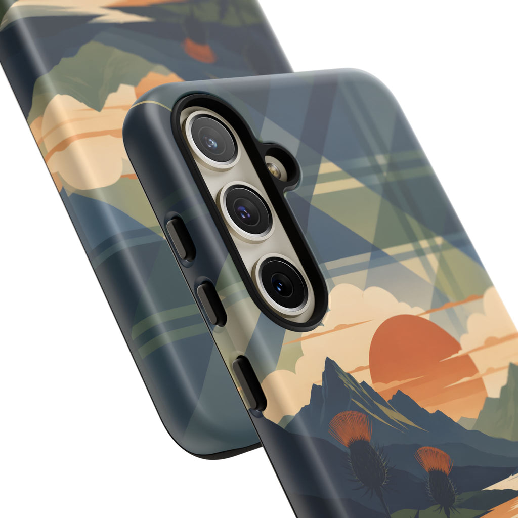 Highland Sunset Tartan Phone Case – Scottish Thistle Summer Festival Edition