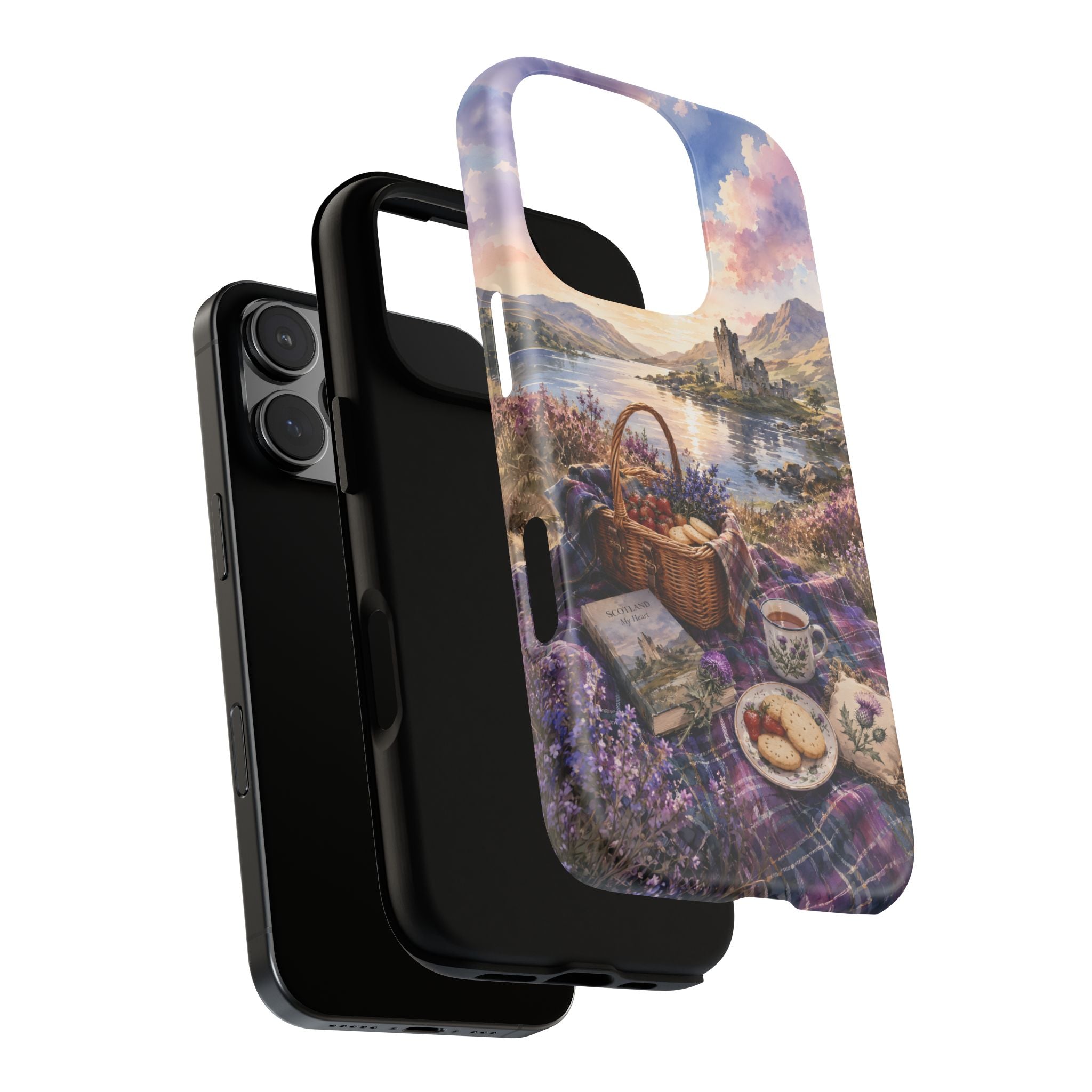 Highland Summer Picnic Phone Case – Scottish Castle & Thistle Art
